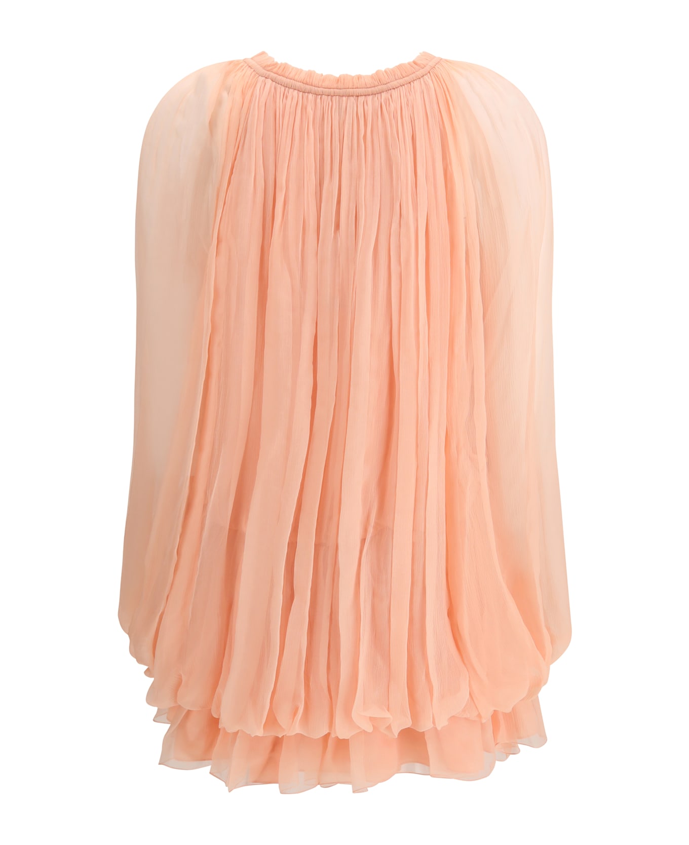 Chloé Mini Dress With Cape In Silk Muslin