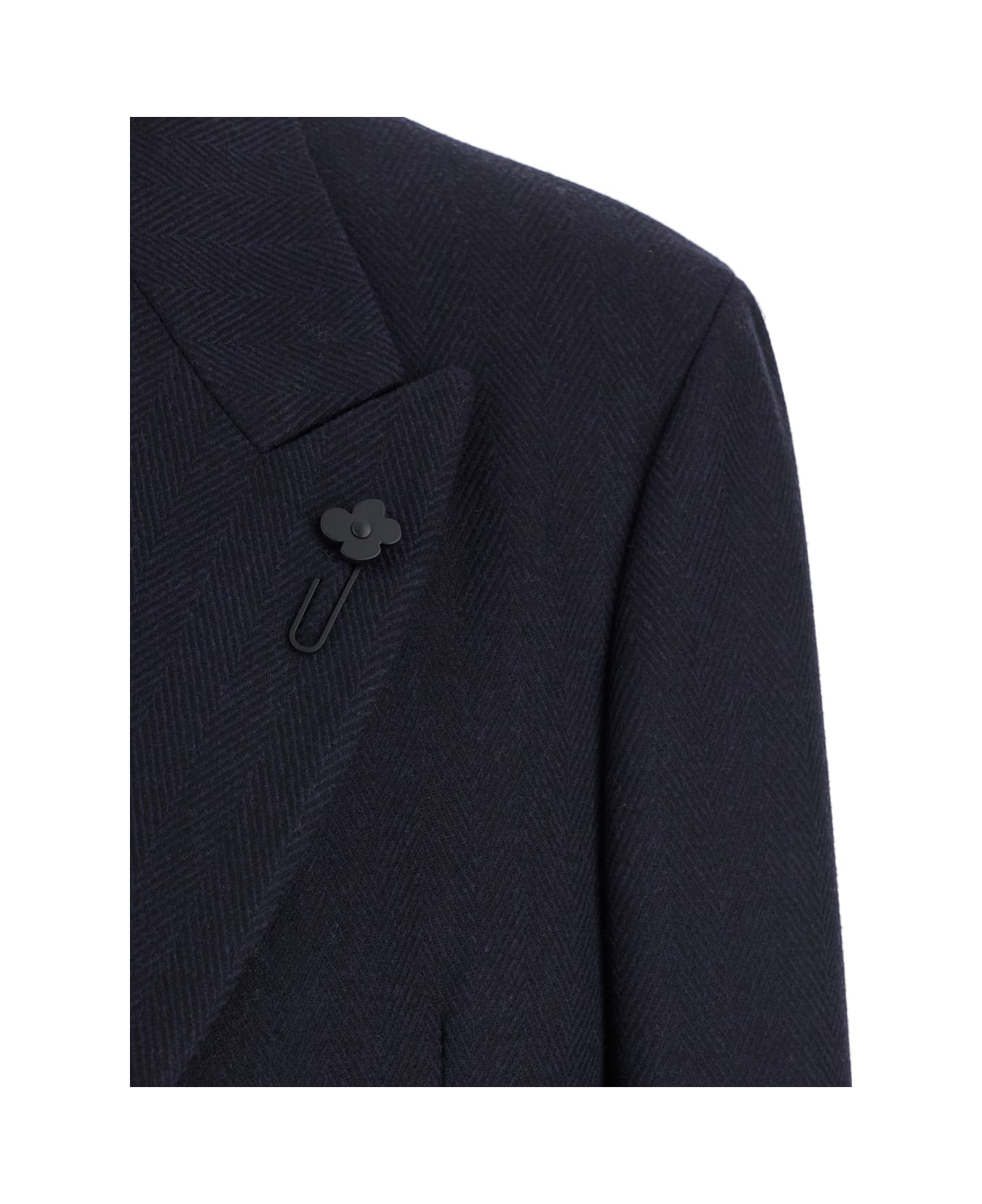 Lardini Blue Double-breasted Coat With Peak Lapels In Wool Man - Blu