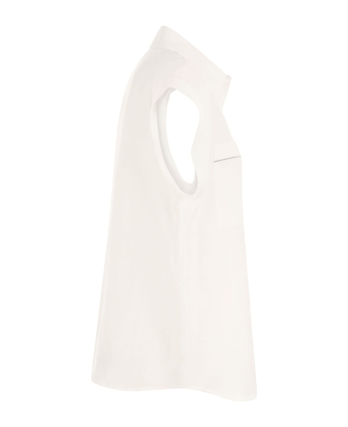 Peserico Linen Sleeveless Shirt - White
