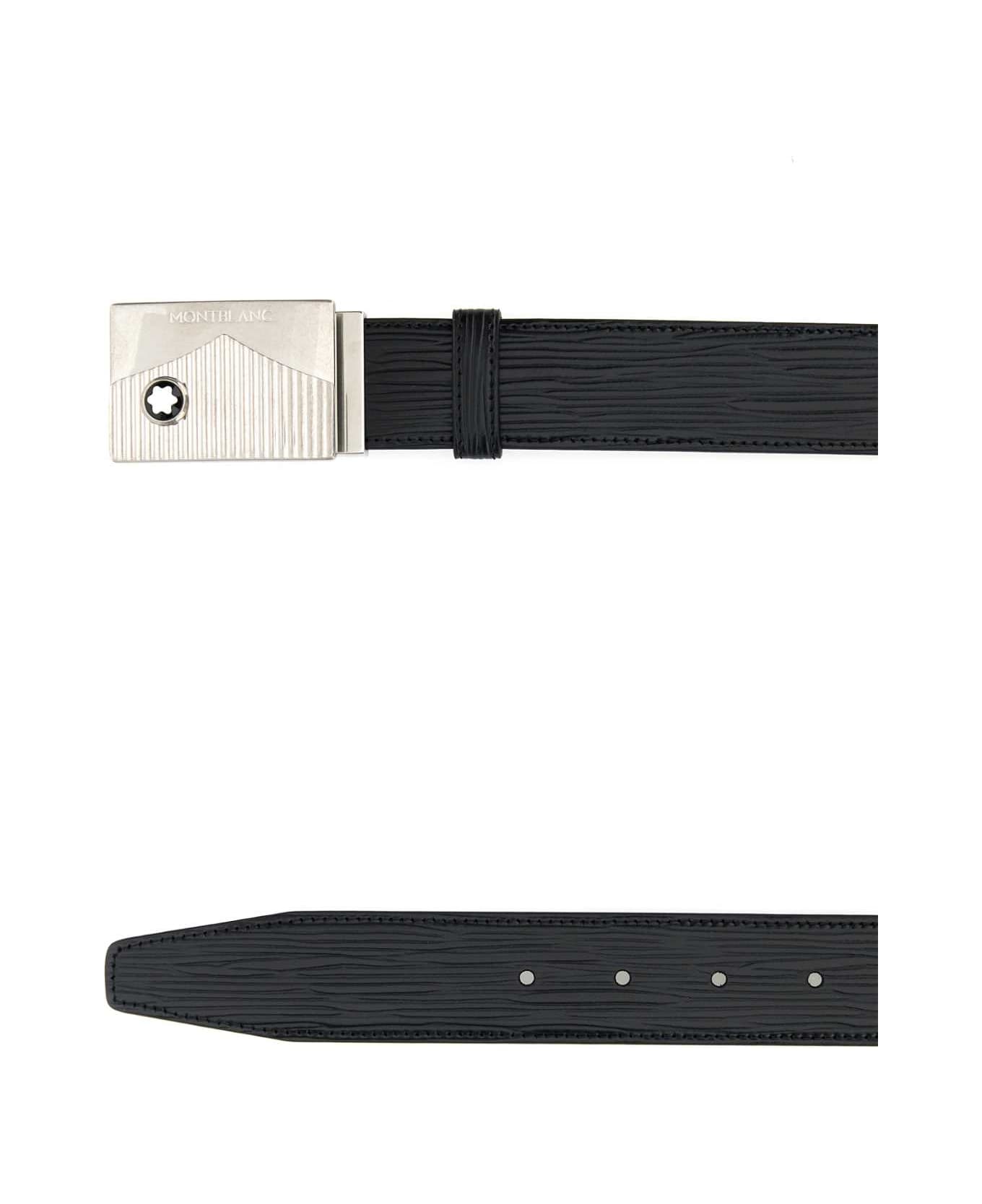 Montblanc Black Leather Reversible Belt - 000