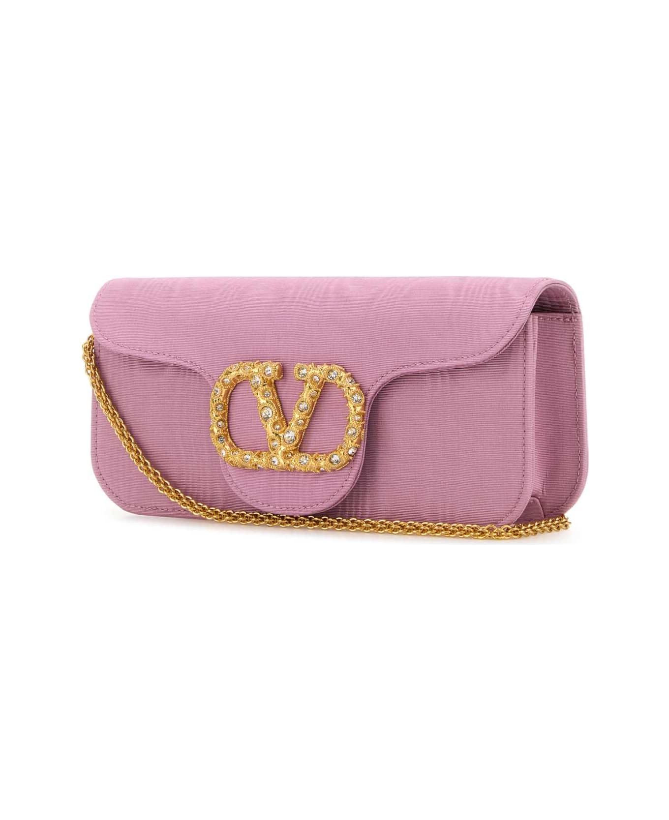 Valentino Garavani Pink Fabric Locã² Clutch - RHODODENDRONCRYSTAL