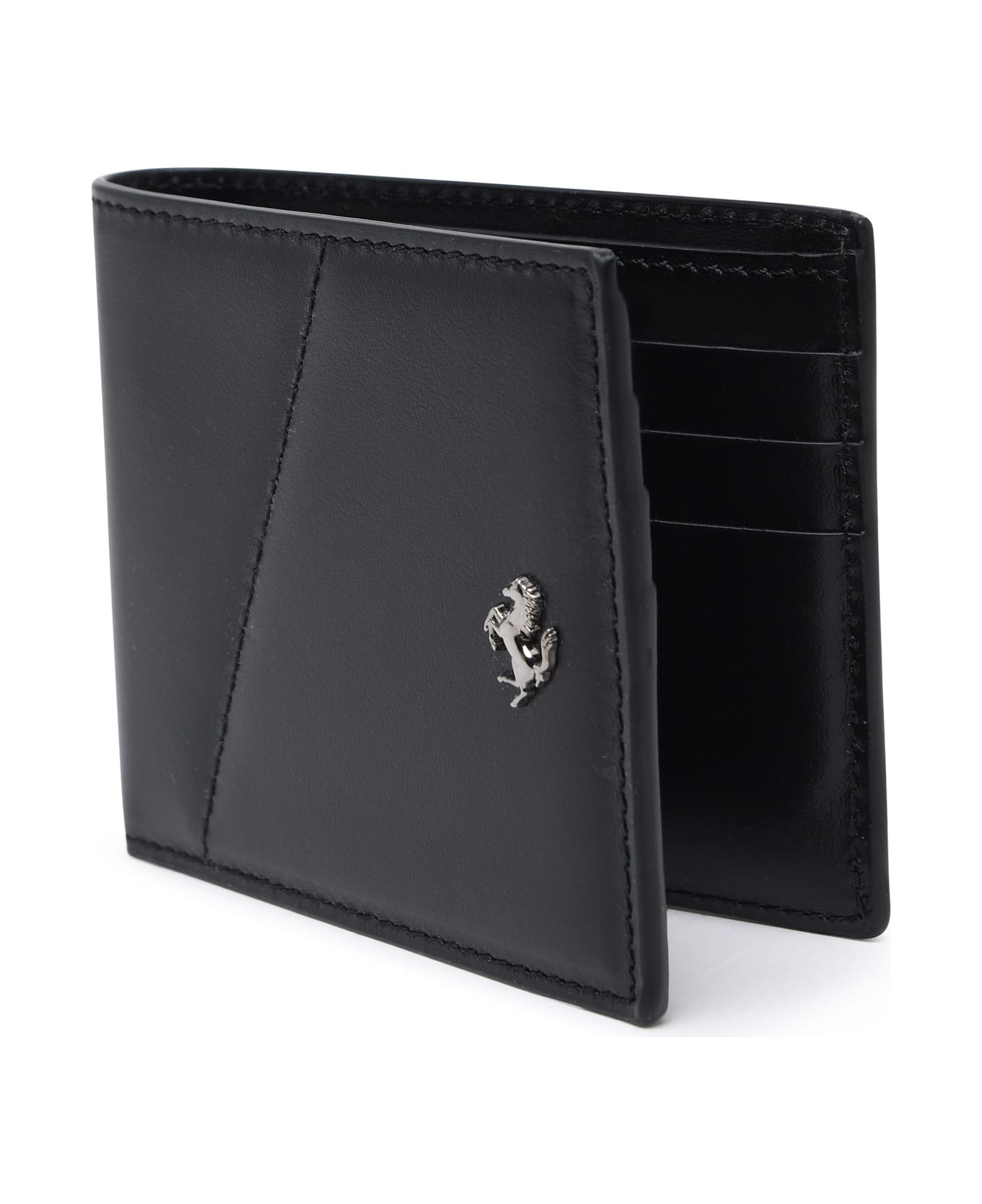 Ferrari Black Leather Wallet - Black 財布