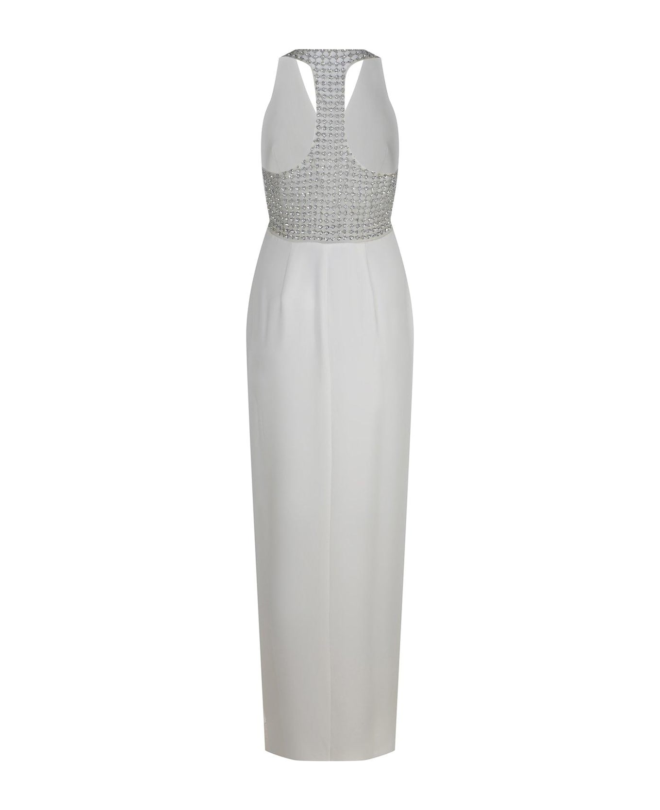 Max Mara Pianoforte Secolo Embellished V-neck Sleeveless Dress Max Mara Pianoforte - Bianco