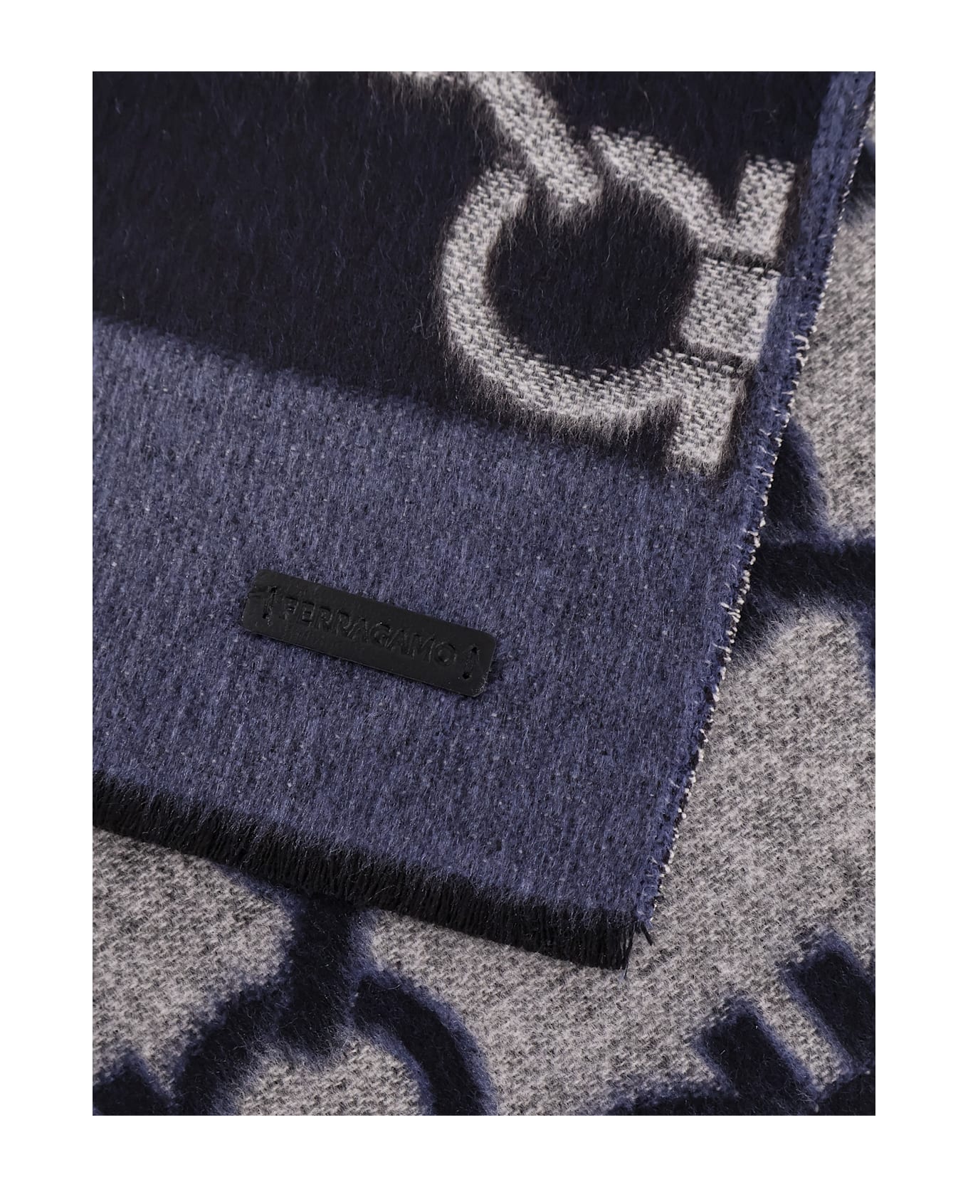 Ferragamo Silk And Cashmere Scarf - BLUE PATTERNED BRIGHT