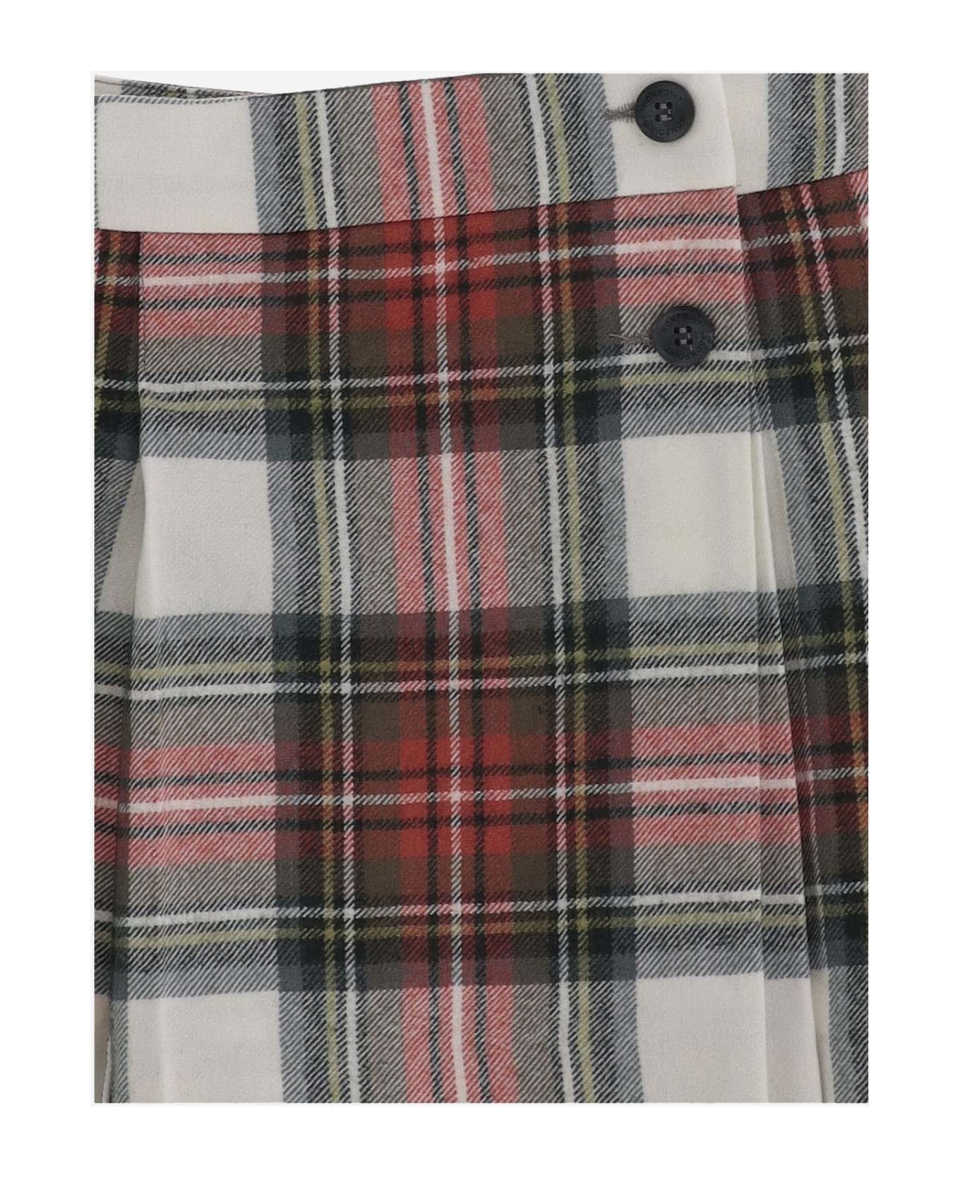 Bonpoint Pleated Wool Check Pattern Skirt - Red ボトムス