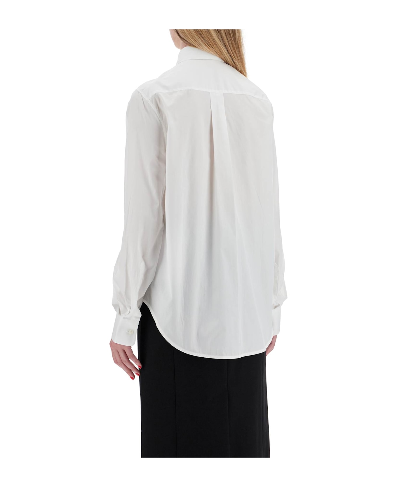 WARDROBE.NYC Flared Cotton Shirt For Women - WHITE (White)