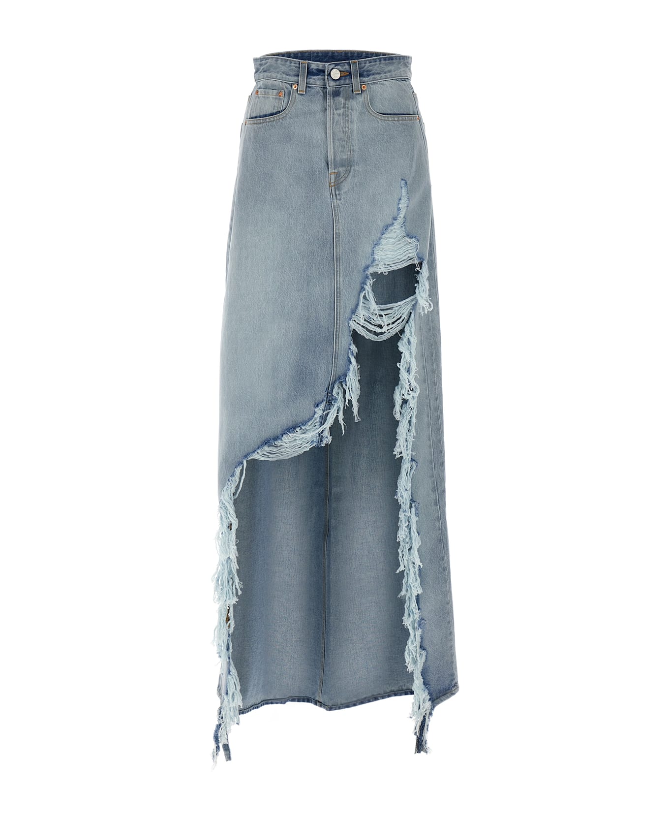 VETEMENTS 
destroyed Denim Maxi Skirt
 Skirt - Blue