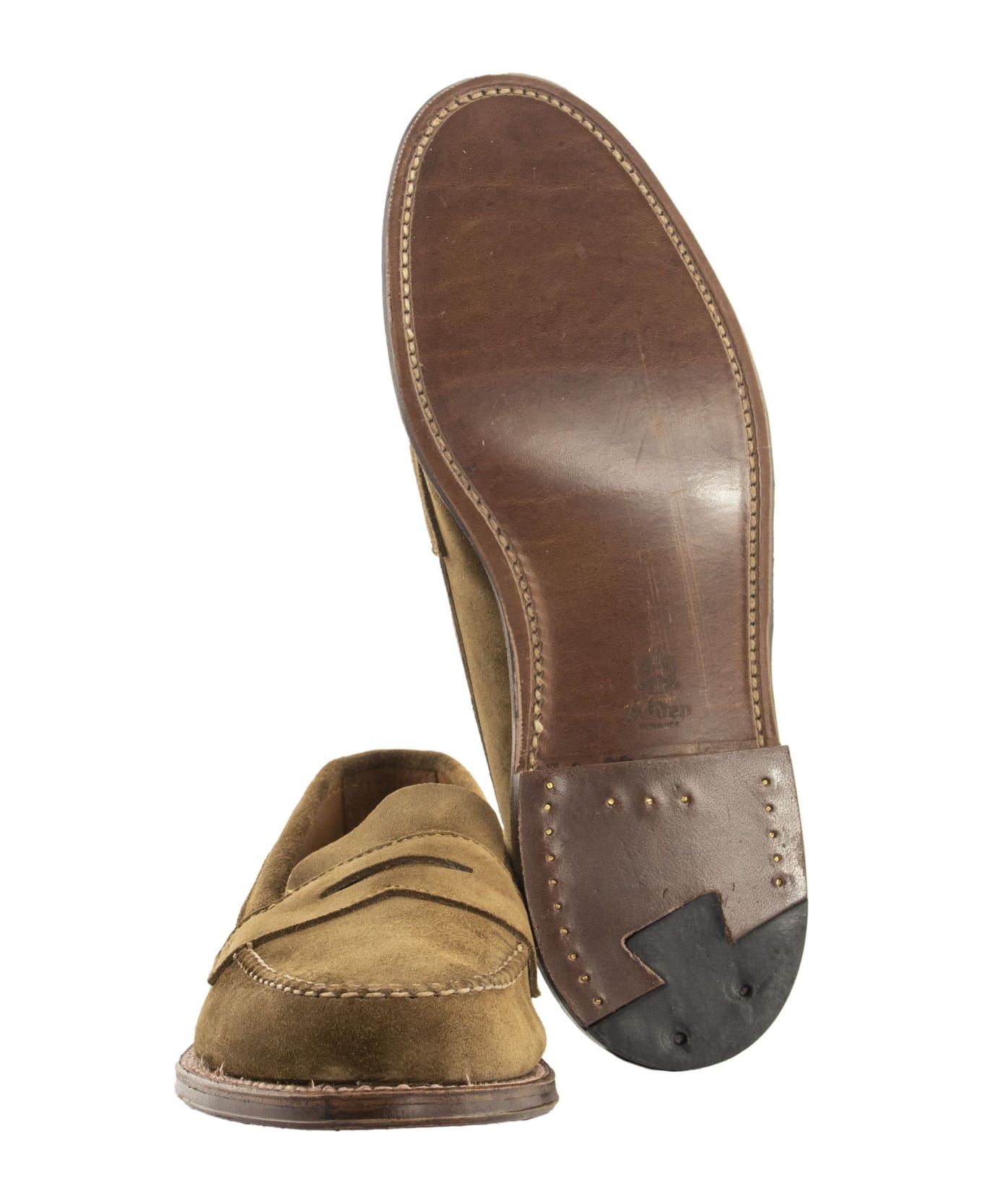 Alden Handsewn Flex Penny Loafer With Unlined Vamp - Tan Suede ローファー＆デッキシューズ
