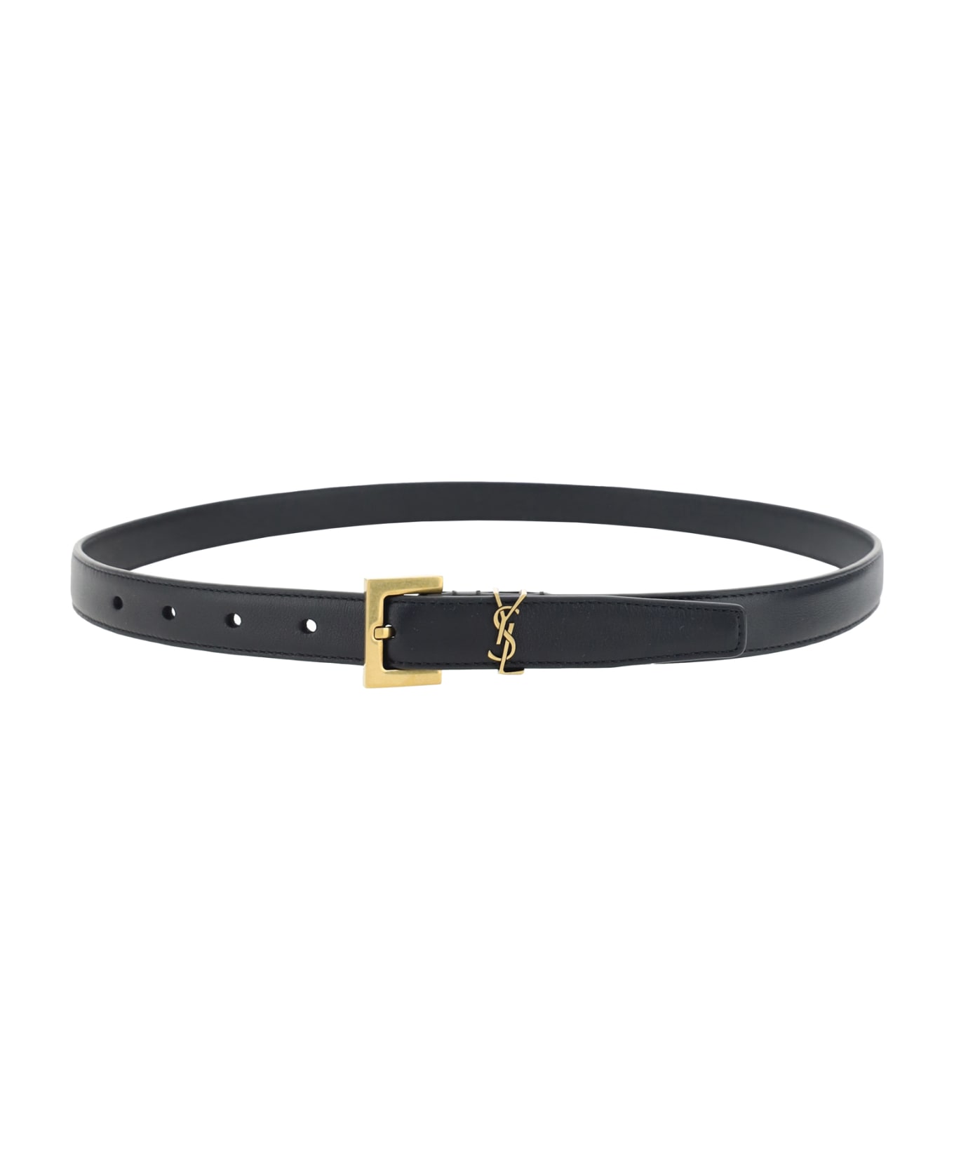 Saint Laurent Cassandre Slim Belt - BLACK