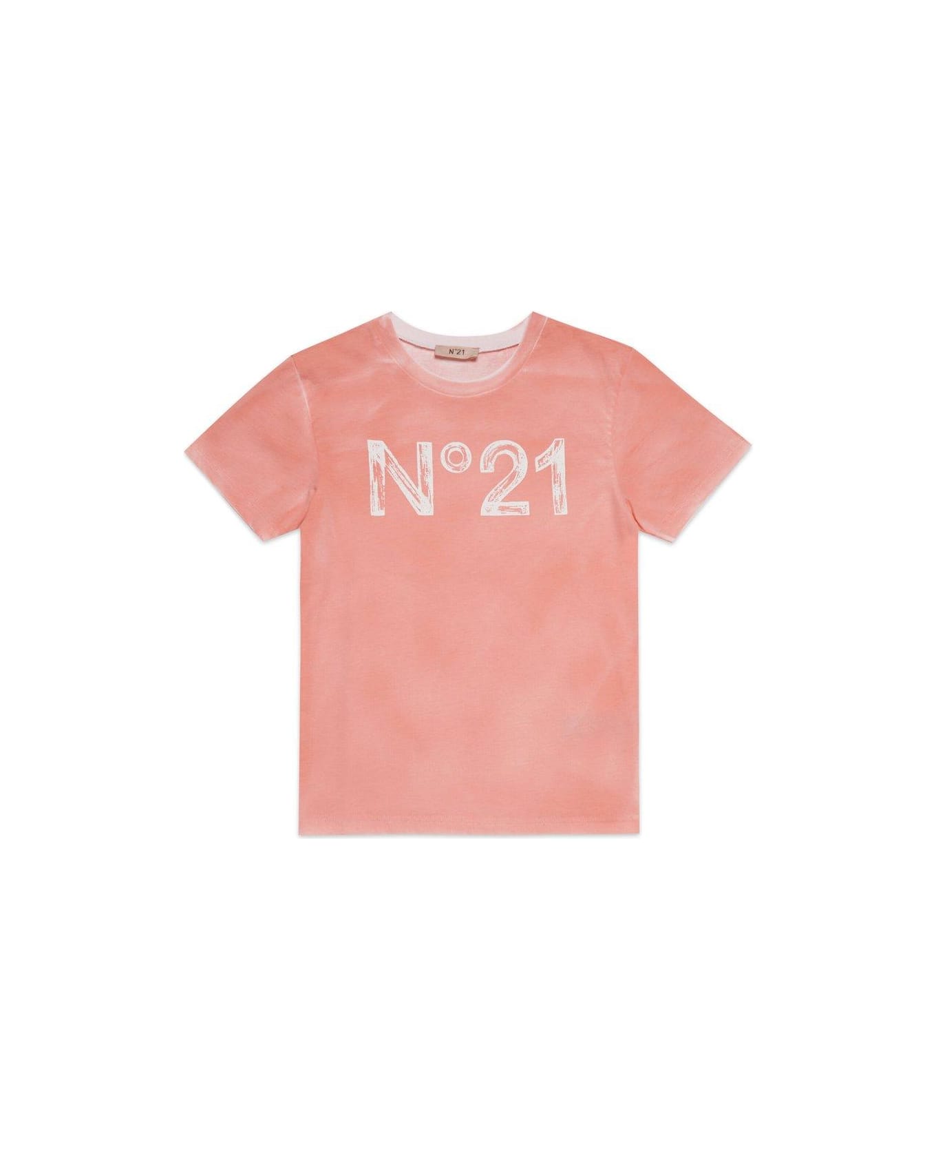 N.21 Logo Printed Crewneck T-shirt - Salmone Tシャツ＆ポロシャツ