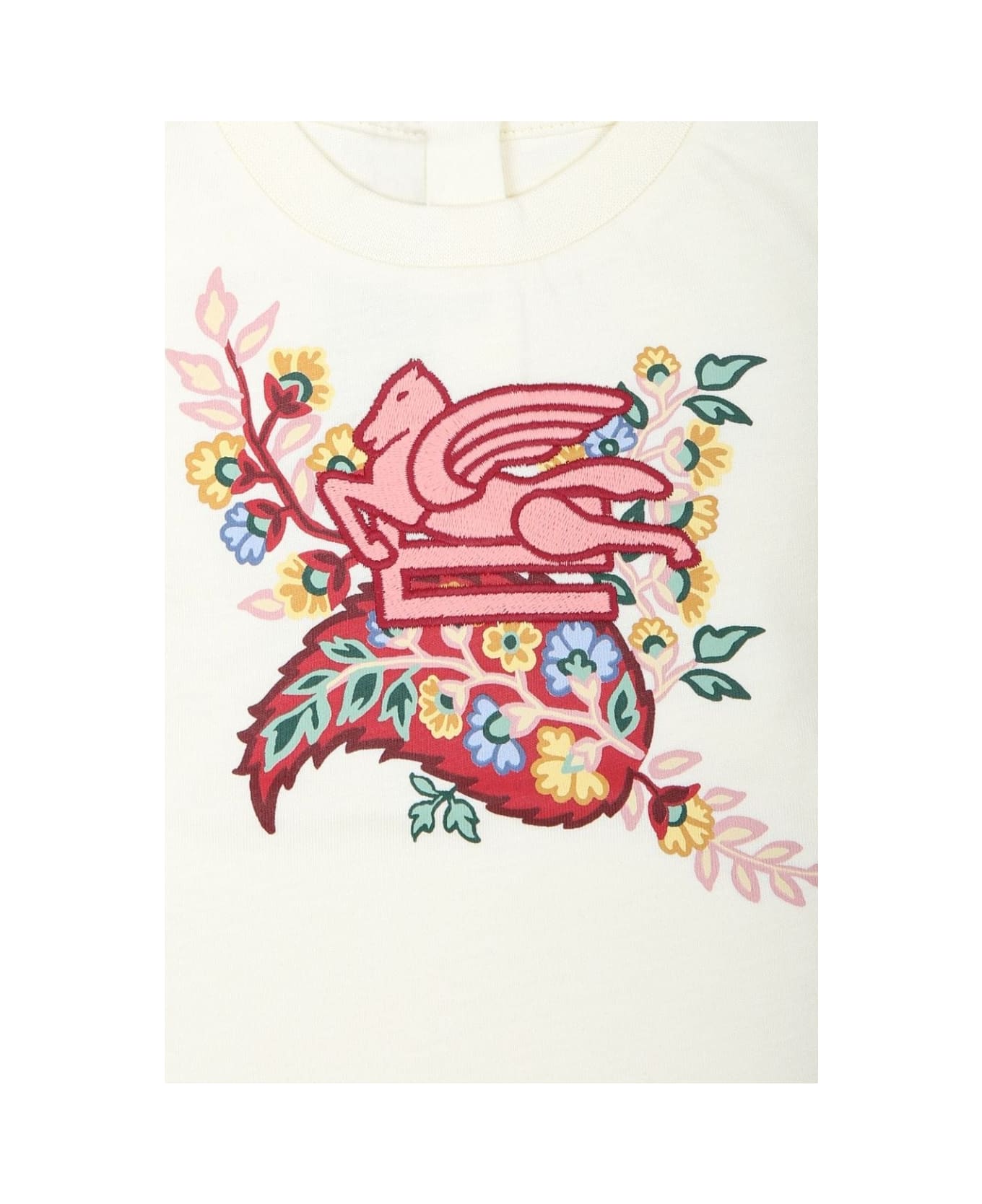 Etro Ivory T-shirt With Logo And Floral Paisley Print - White