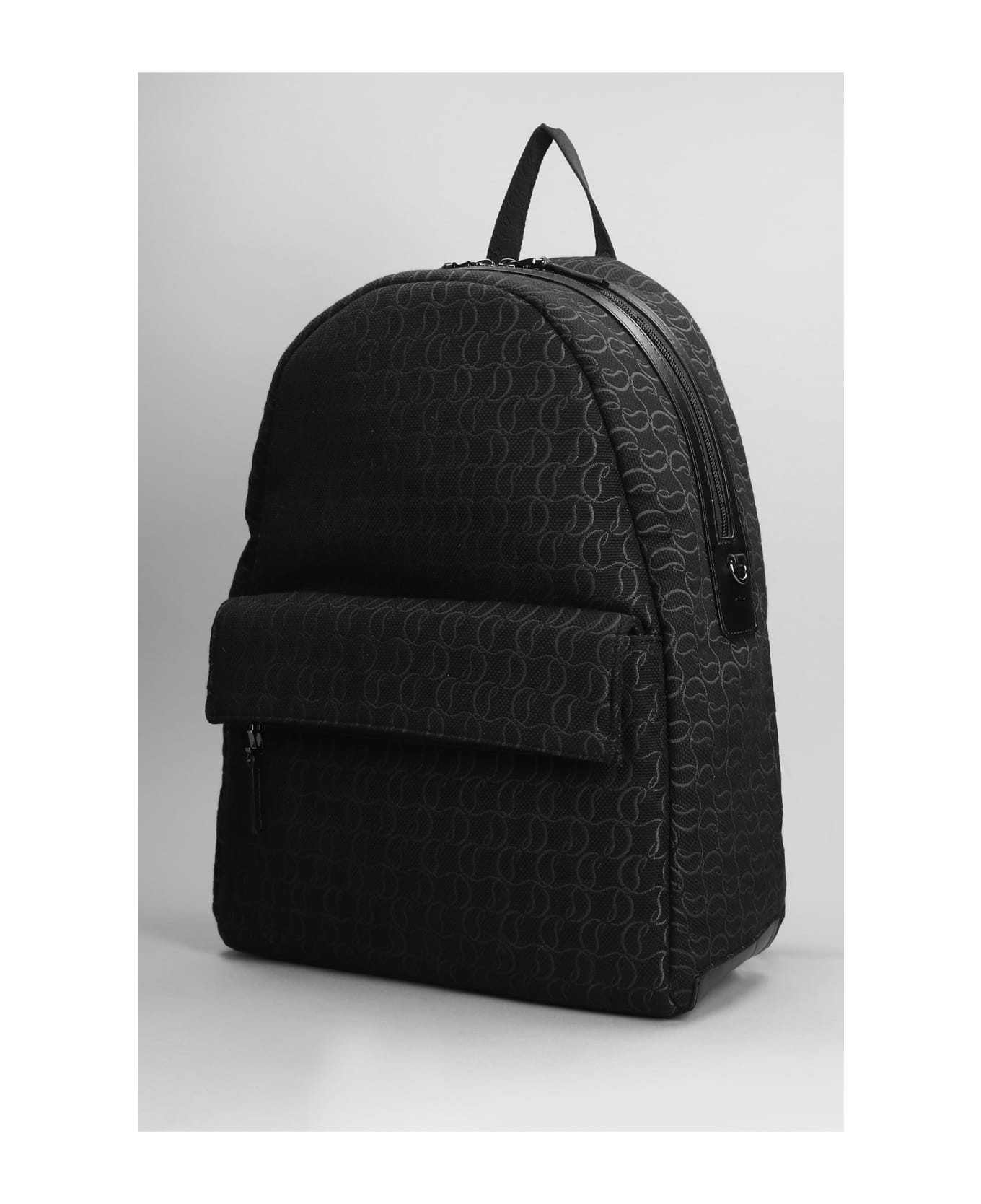 Christian Louboutin Zip N Flap Backpack In Black Cotton - black