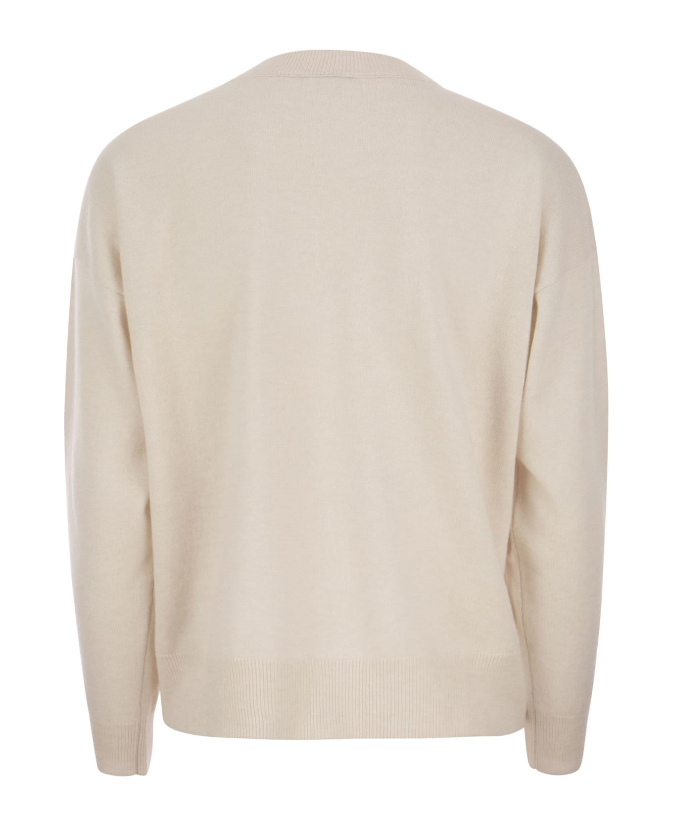 Peserico Crew-neck Sweater In Wool, Silk And Cashmere Blend - Ivory