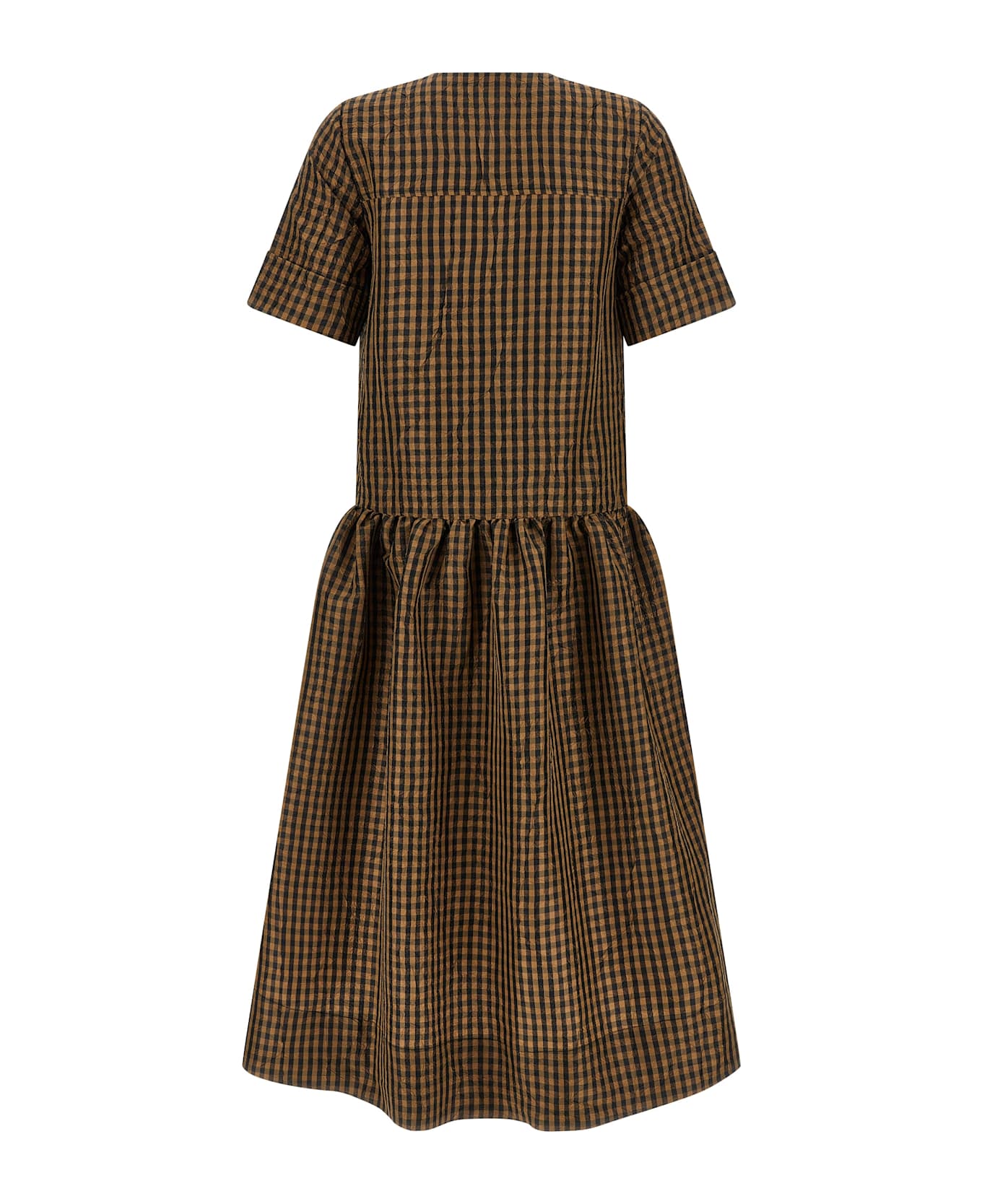 Ganni 'taffetà Crinckled' Dress - Brown