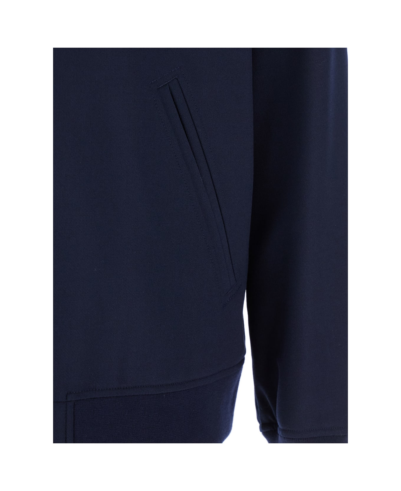 Theory Blue Bomber Jacket With Snap Button Closure In Wool Blend Man - Blu