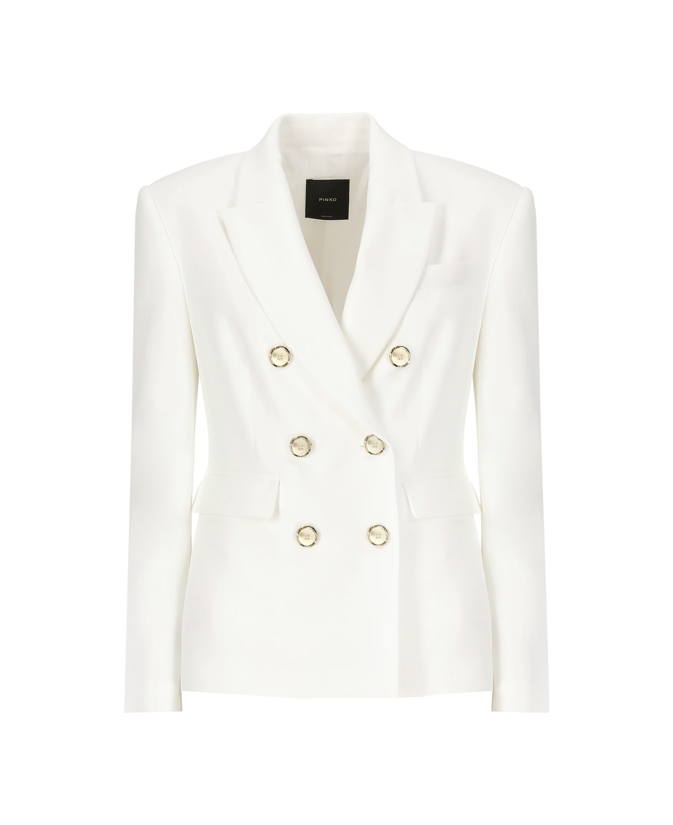 Pinko Double-breasted Blazer With Metal Buttons - White ブレザー