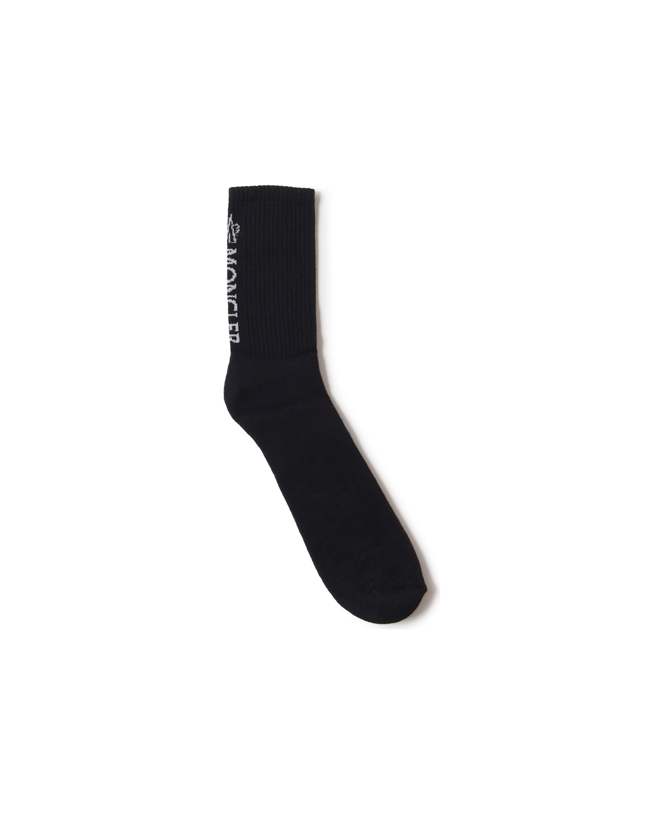 Moncler Cotton Socks With Logo - Black