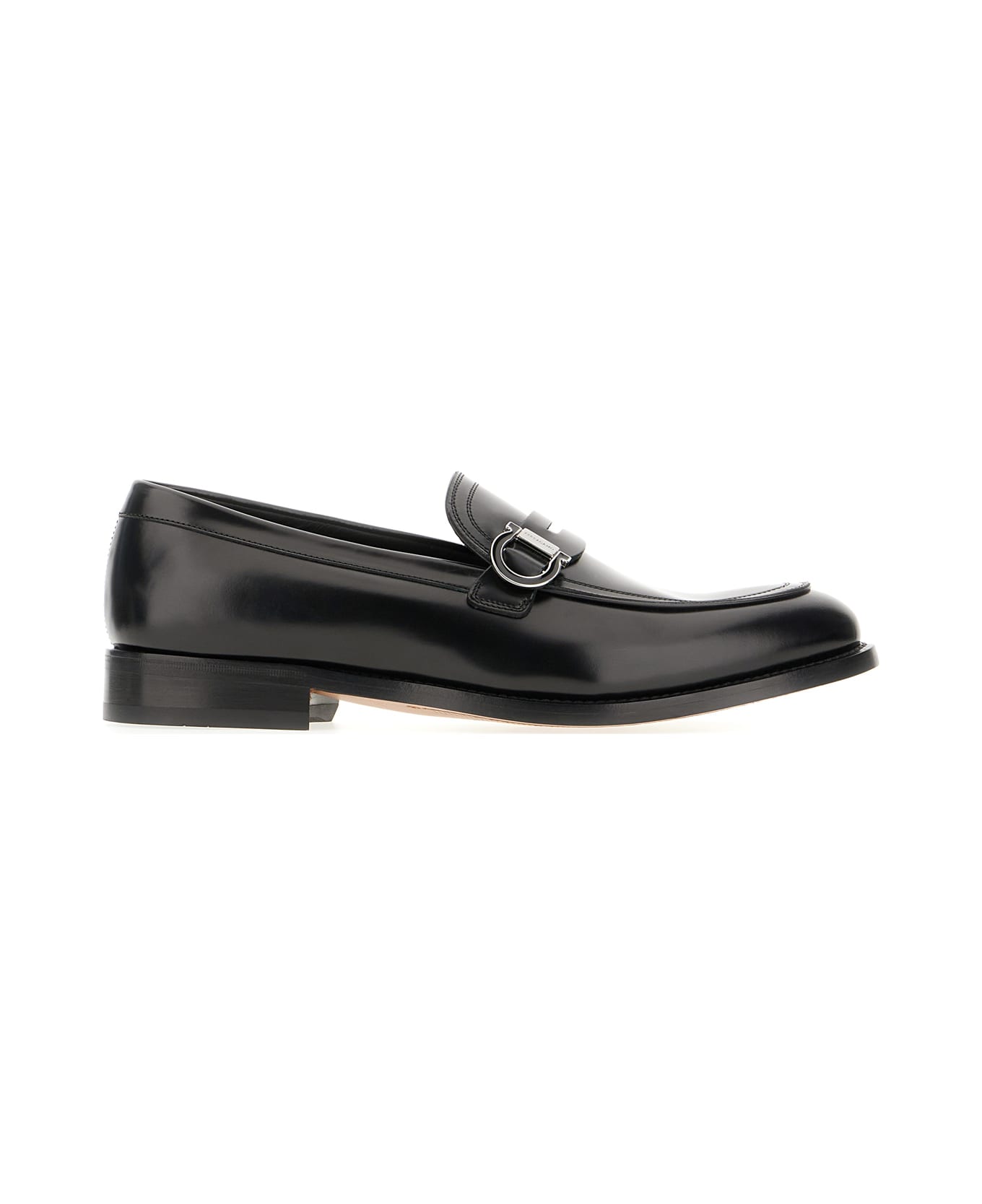 Ferragamo Black Leather Canada Loafers - Nero