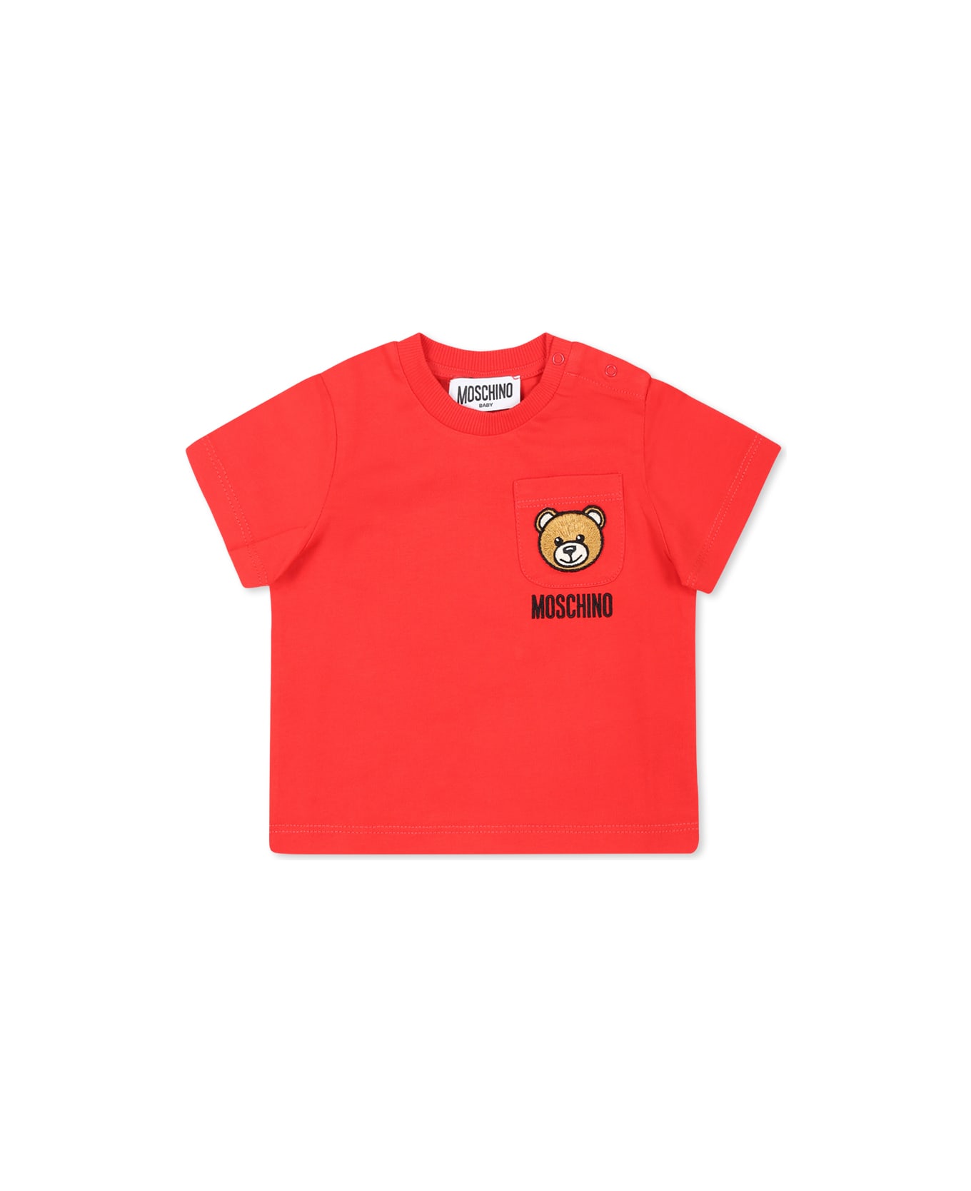 Moschino Red T-shirt For Baby Boy With Teddy Bear - Red