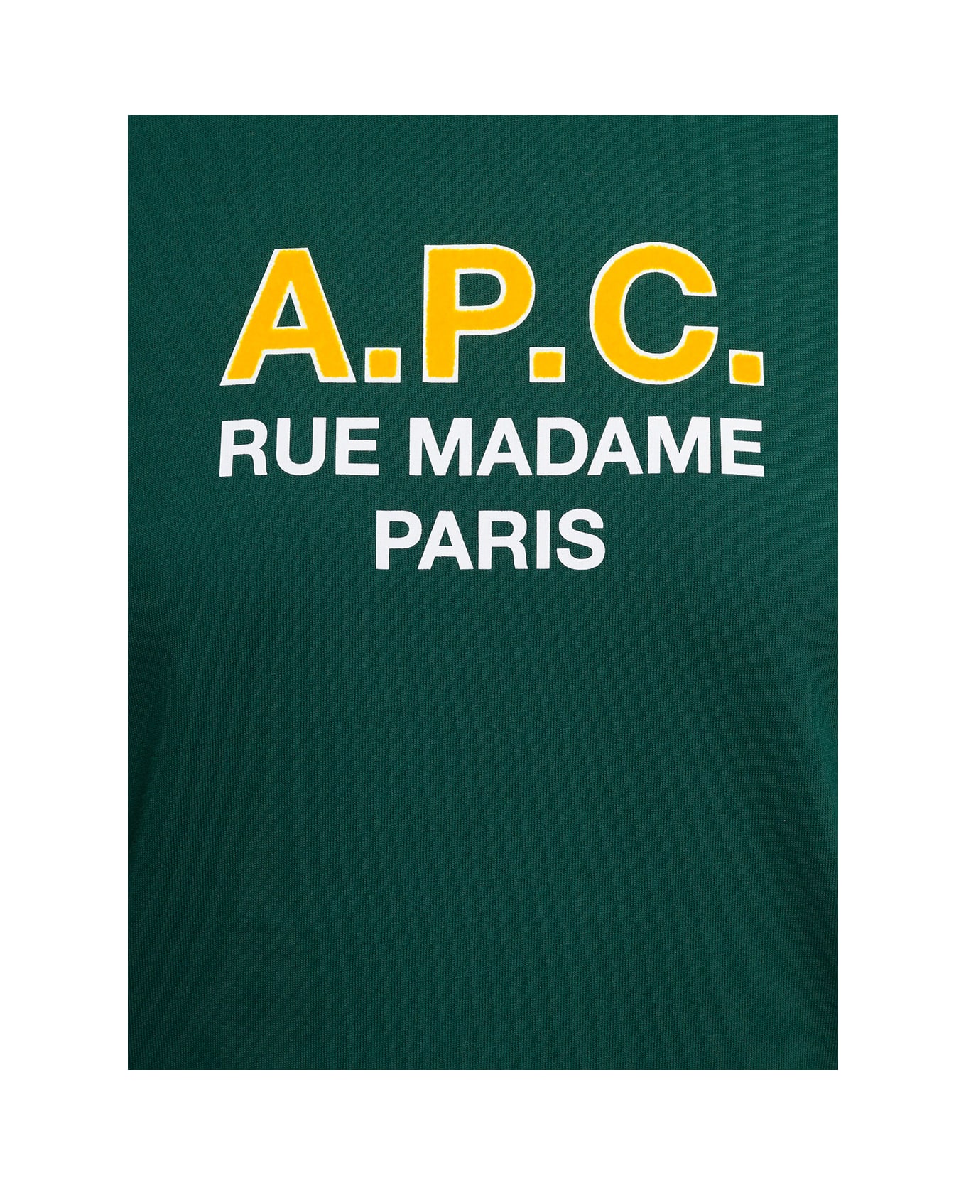 A.P.C. Crewneck T-shirt With Front Logo Print - Green