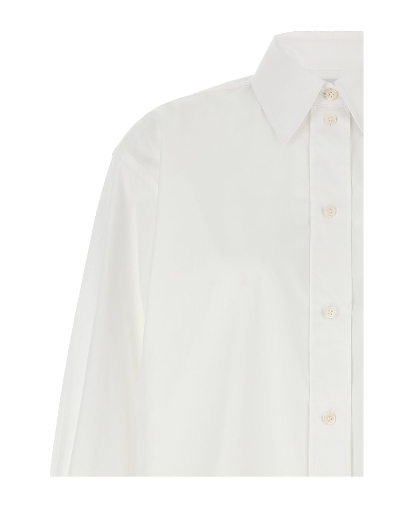 Victoria Beckham Cropped Shirt With Logo Embroidery - White