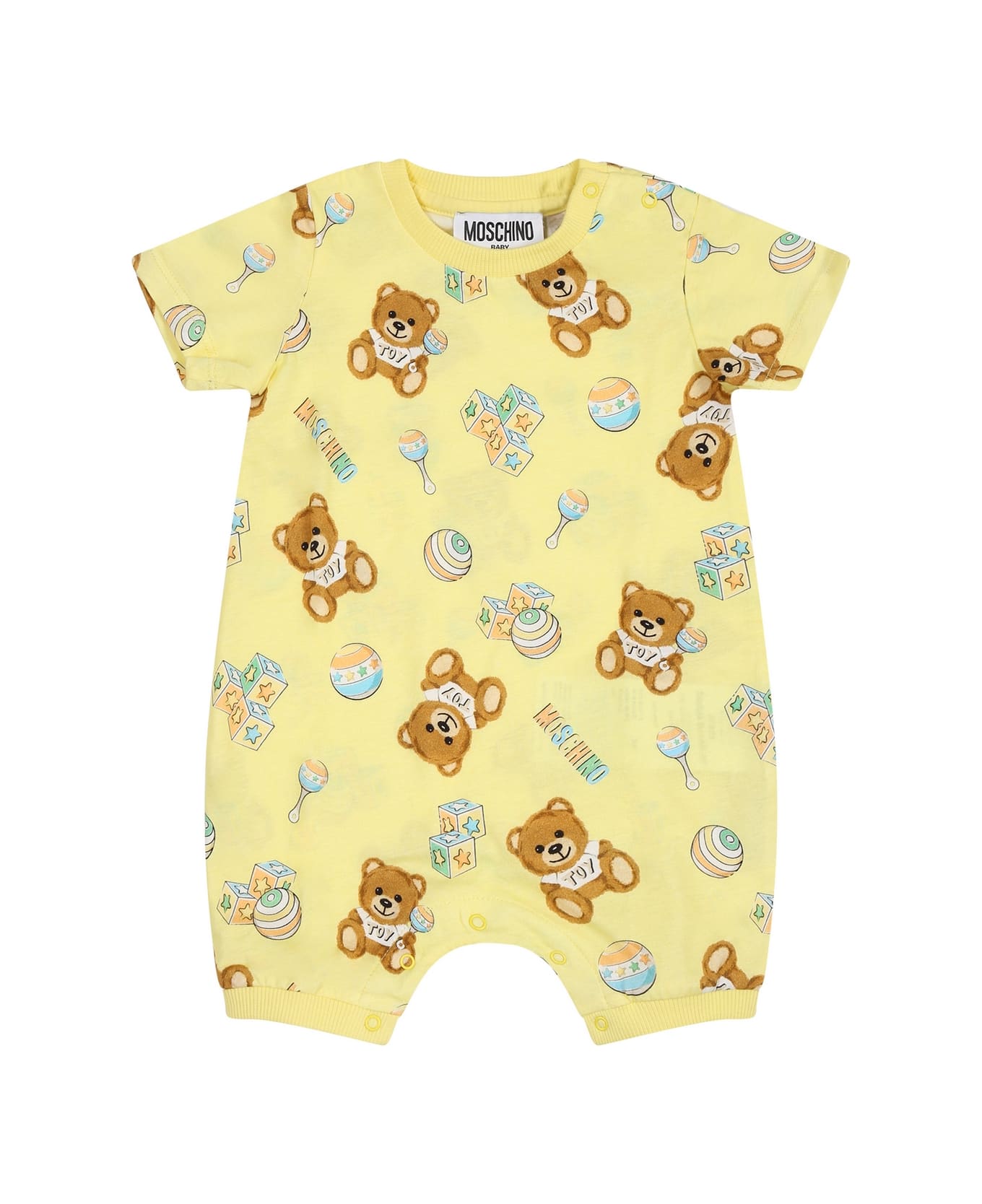 Moschino Yellow Set For Baby Kids With Teddy Bear - Yellow ボディスーツ＆セットアップ