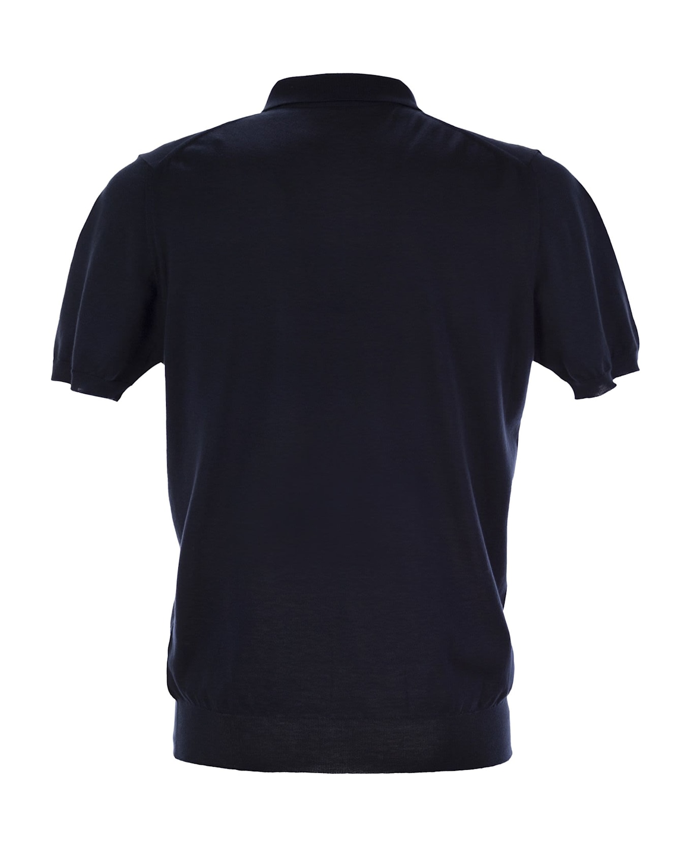 Kiton Short-sleeved Polo-zip - Night Blue