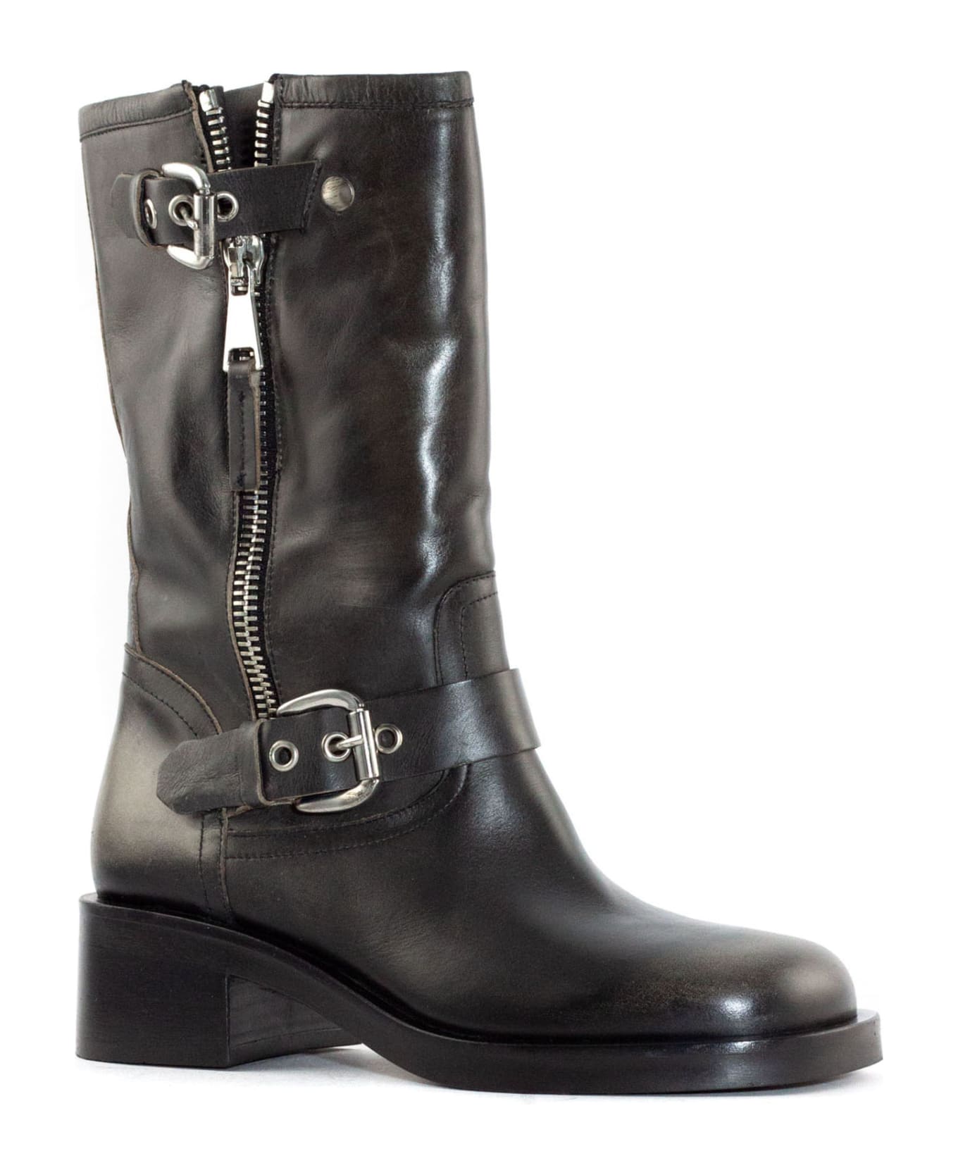 Strategia Black Brushed Leather Boot - Black