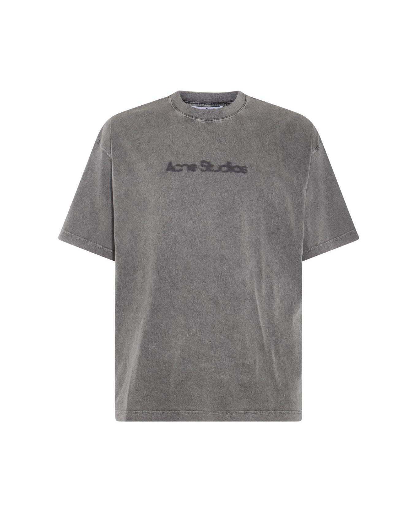 Acne Studios Logo Detailed Crewneck T-shirt - Grey