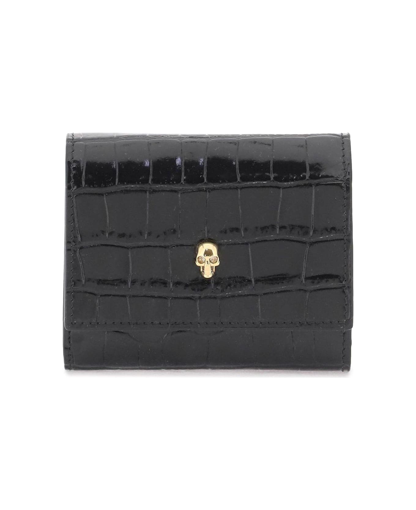 Alexander McQueen Skull-charm Embossed Tri-fold Wallet - Black