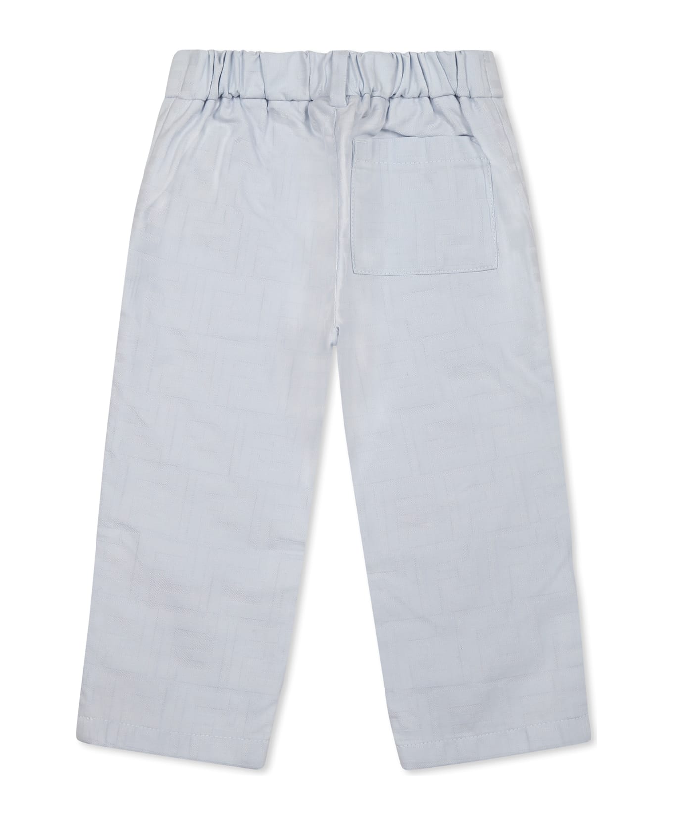 Fendi Light Blue Trousers For Baby Boy With Ff - Light Blue