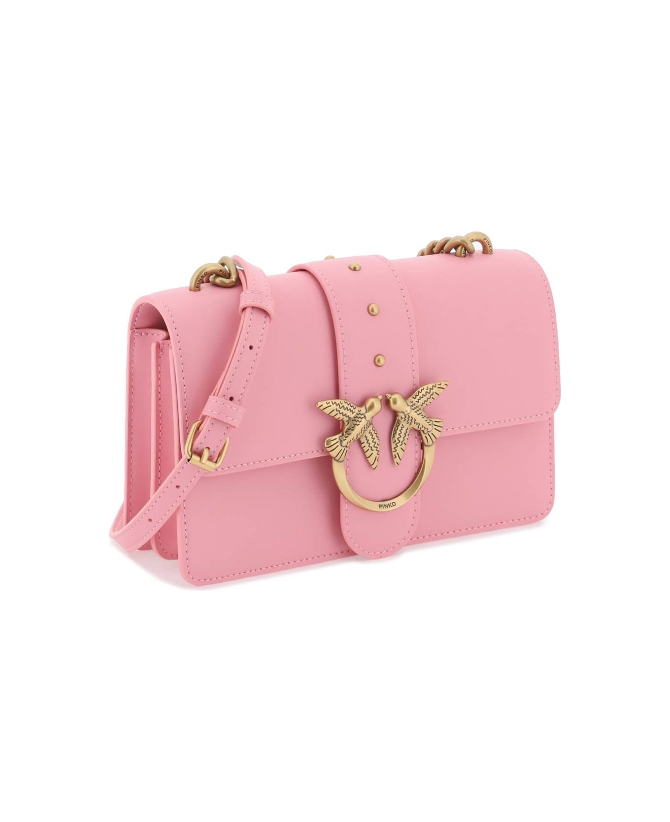 Pinko Mini Love Bag One Simply Shoulder Bag - ROSA MARINO ANTIQUE GOLD (Pink)