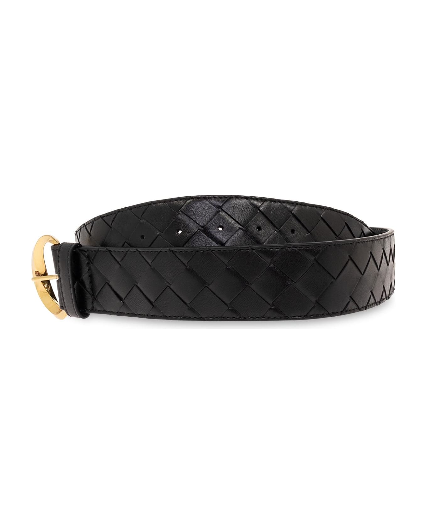 Bottega Veneta Belt With 'intrecciato' Weave - BLACK-M BRASS