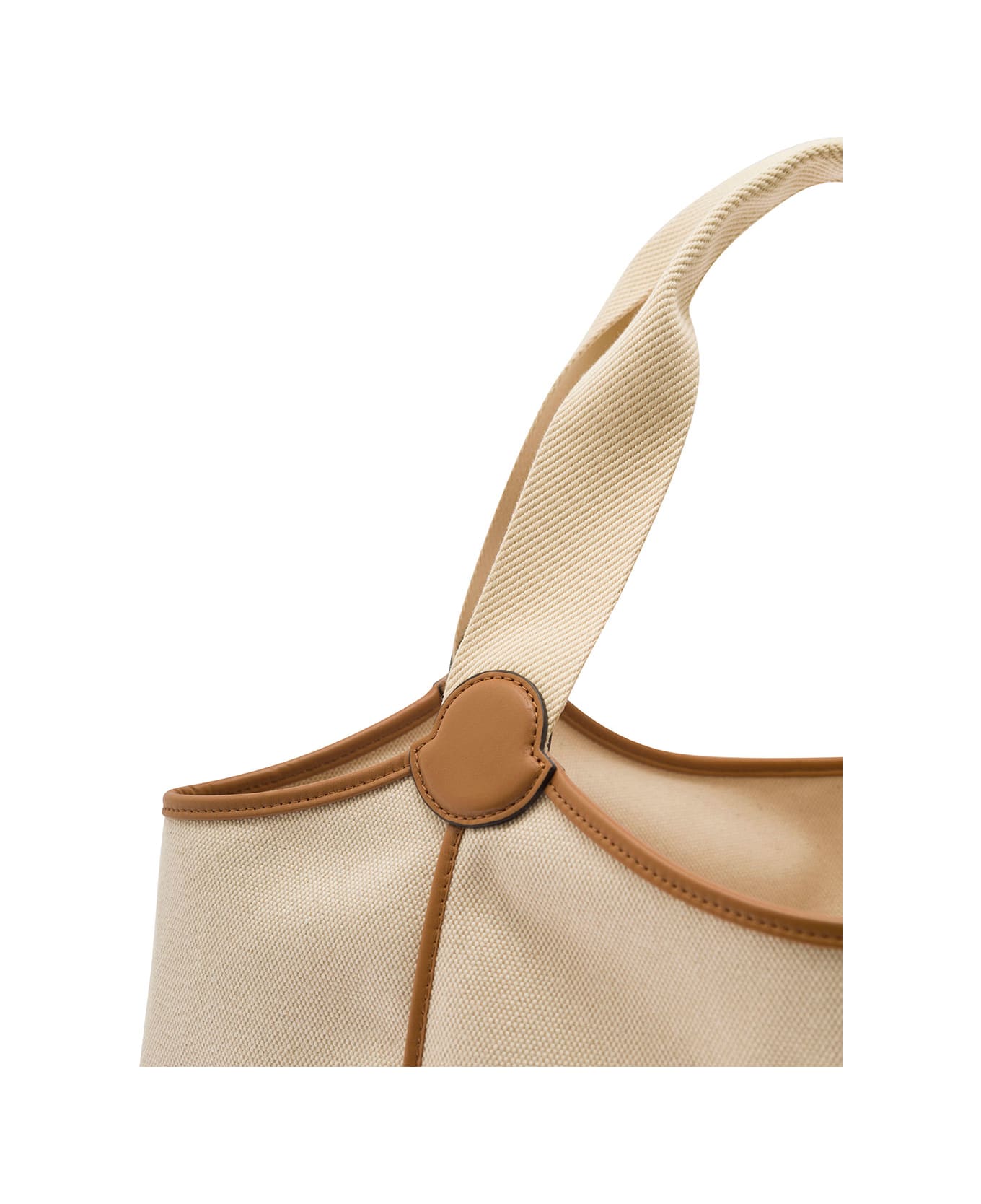 Moncler Nalani Tote Bag In Beige Canvas Woman - Beige