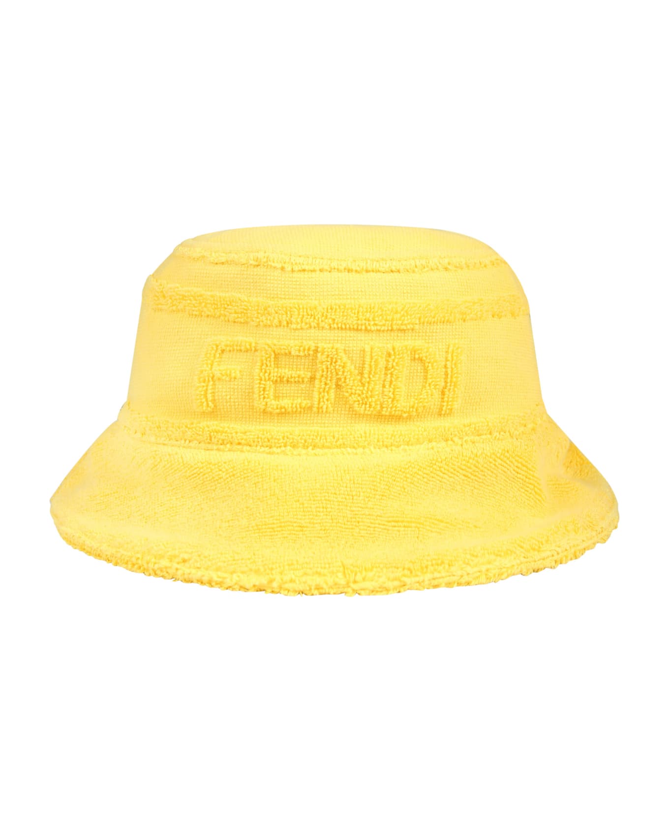 Fendi Yellow Cloche For Kids With Fendi Logo - Yellow