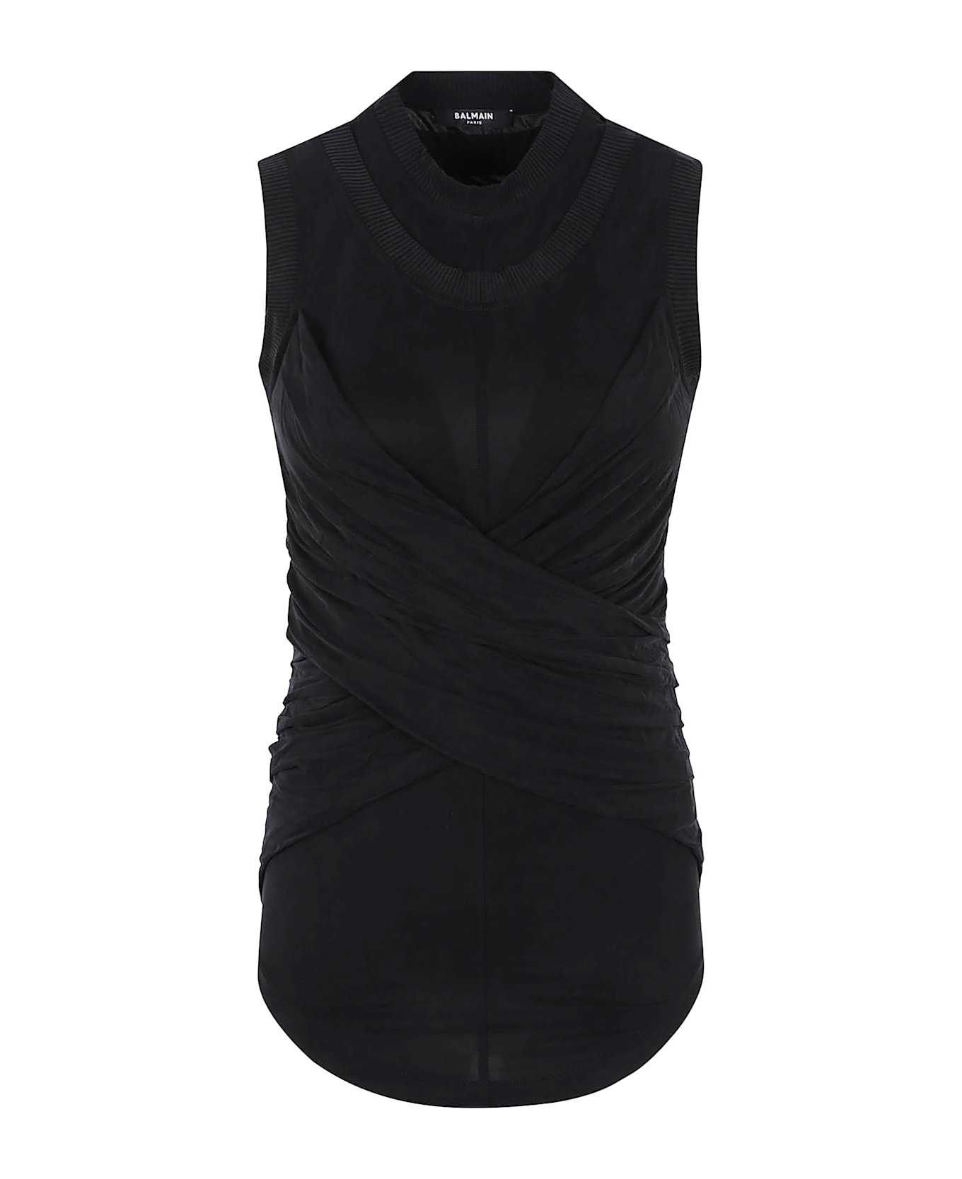 Balmain Sl Double Collar Twisted Tank Top - Pa Noir