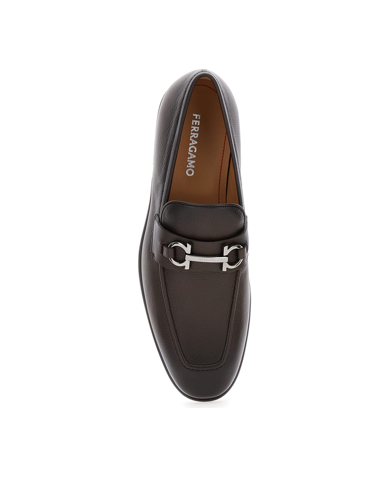 Ferragamo 'foster' Brown Loafers With Gancini Detail In Leather Man - Brown