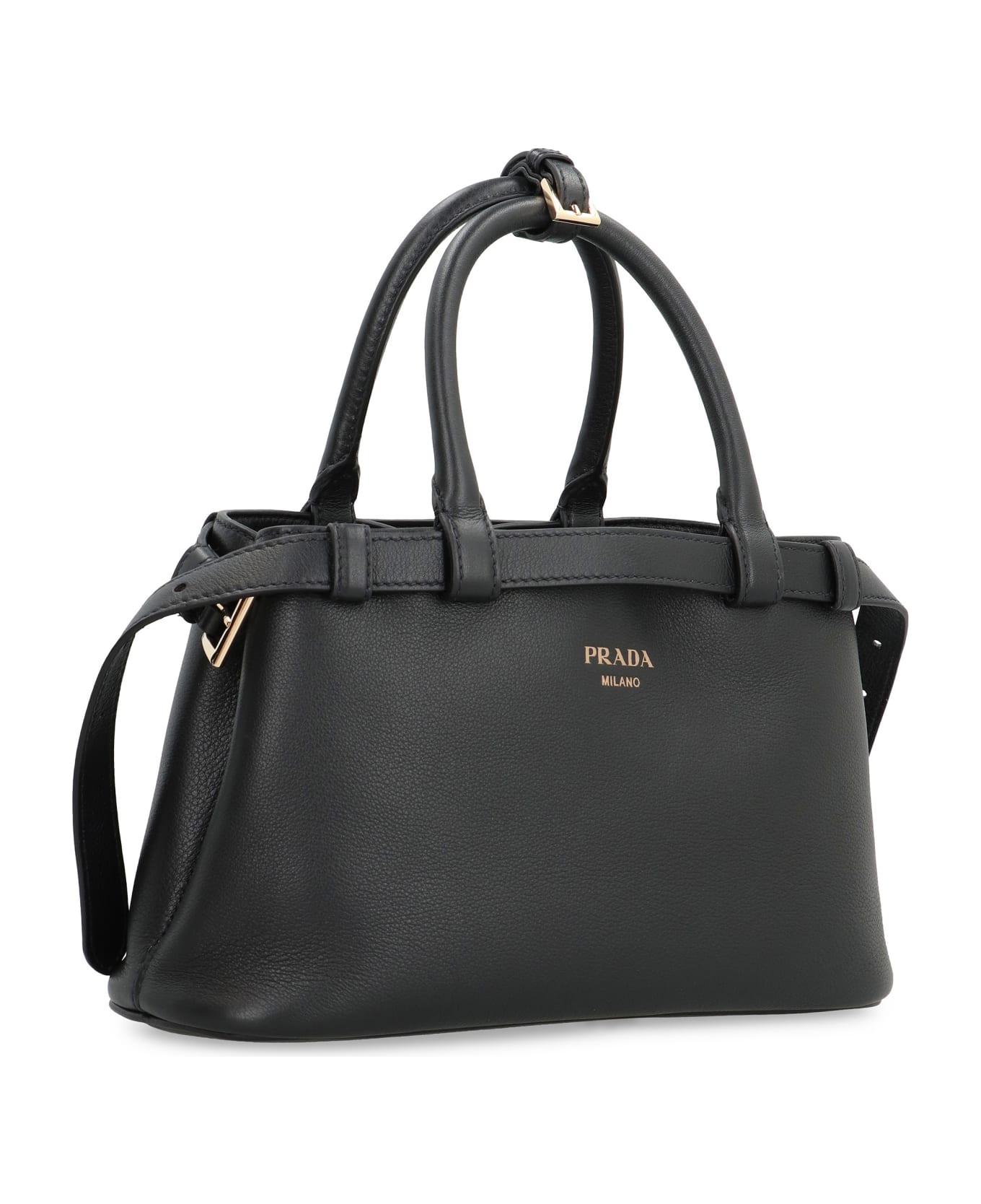 Prada Buckle Small Leather Bag - black