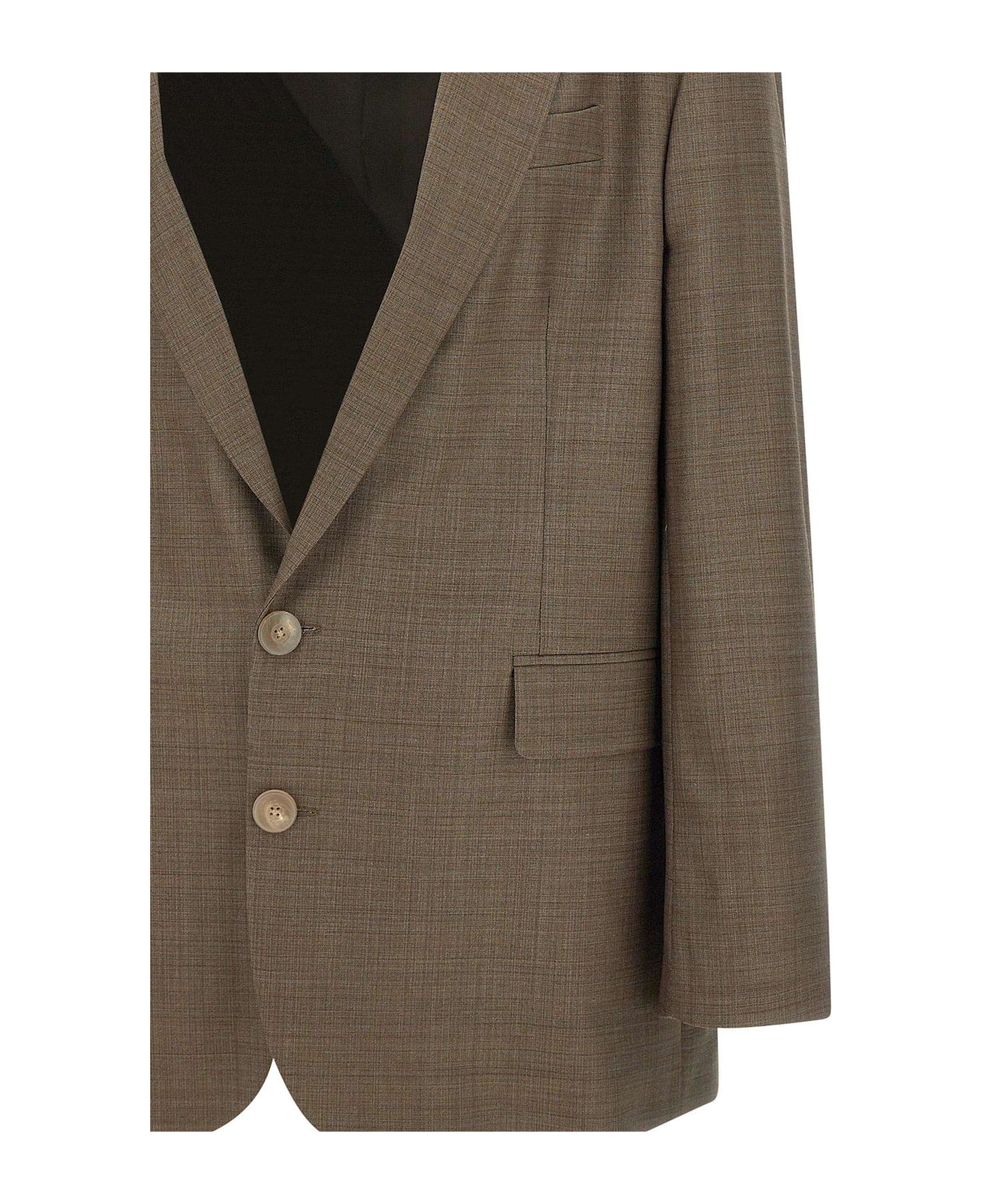 Emporio Armani Single Breasted Check Patterned Blazer - Marrone Chiaro Melange