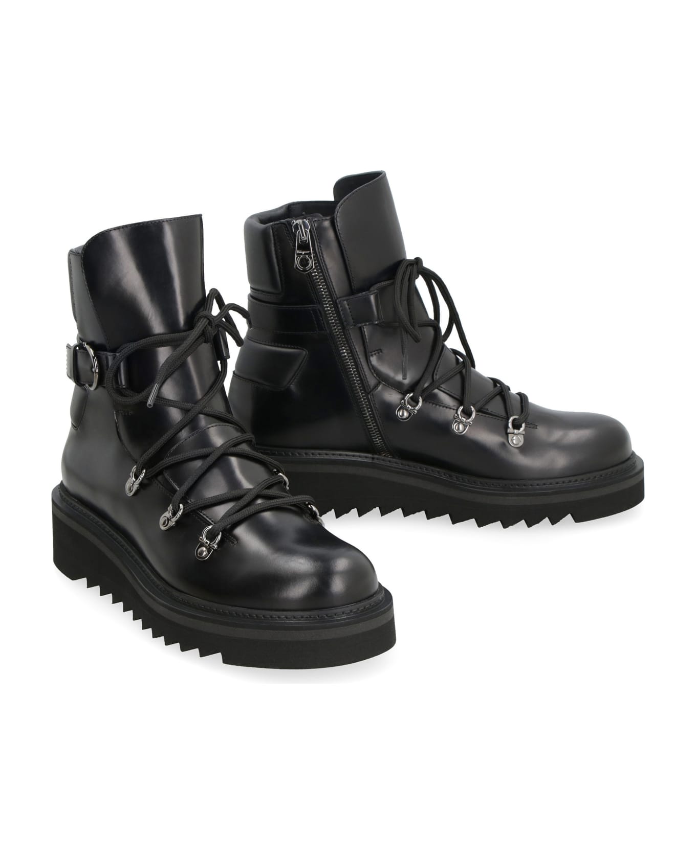 Ferragamo Leather Ankle Boots - black