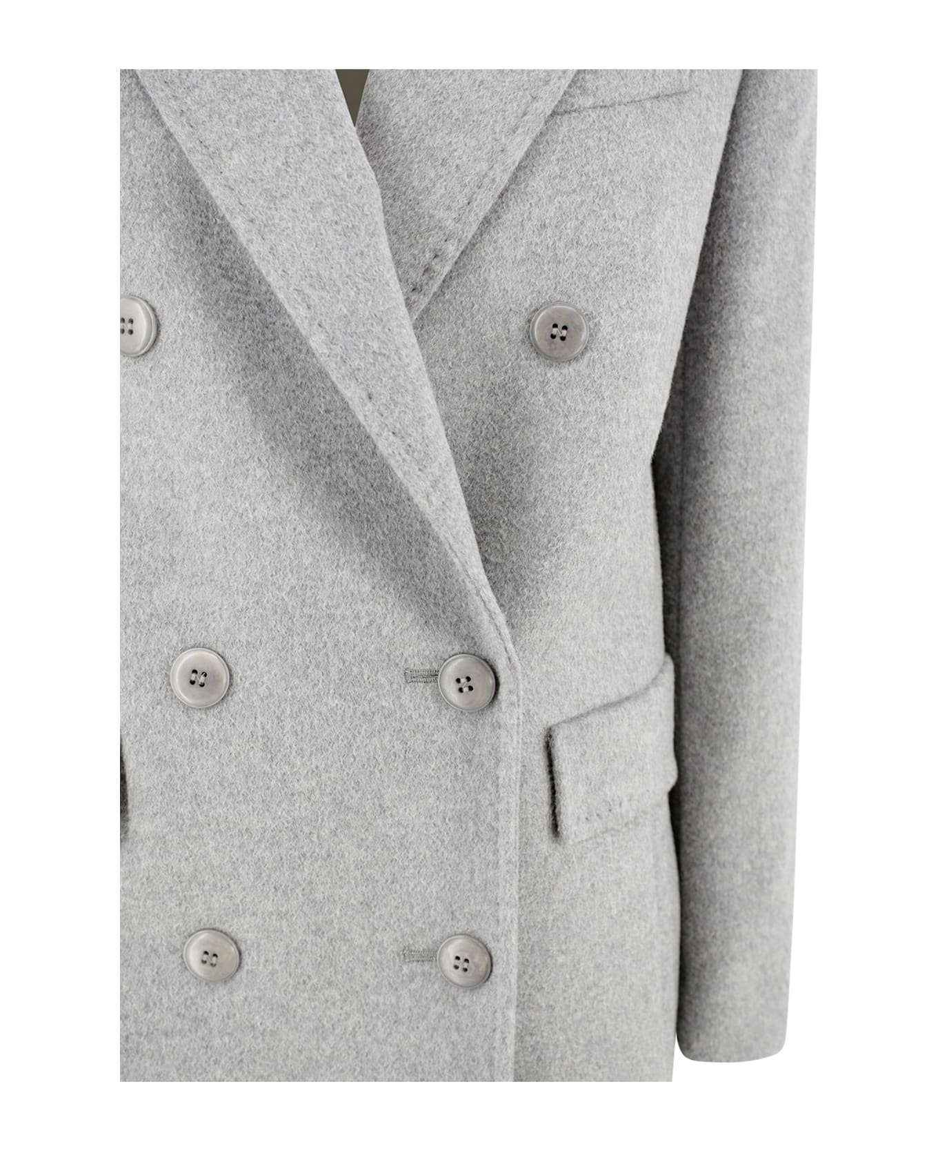 Max Mara Studio Long Double-breasted Wool Coat - Grey