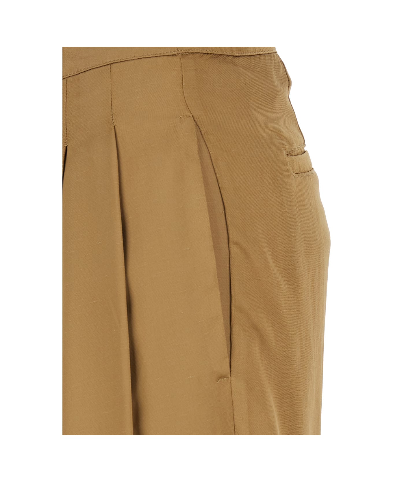 TwinSet Beige Pants With Pences And Logo Plaque On The Rear In Viscose Blend Woman - Beige