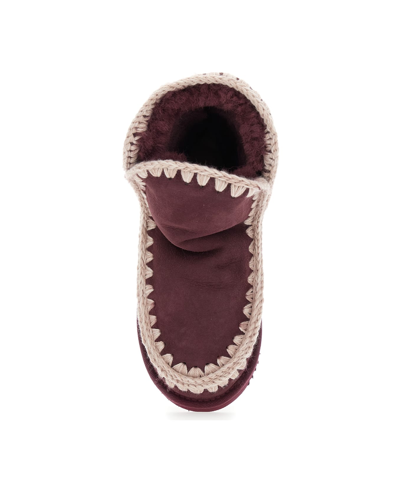Mou 
eskimo
 Bordeaux Ankle Boots With Crochet Details And Logo Patch On The Rear In Suede Woman - Bordeaux