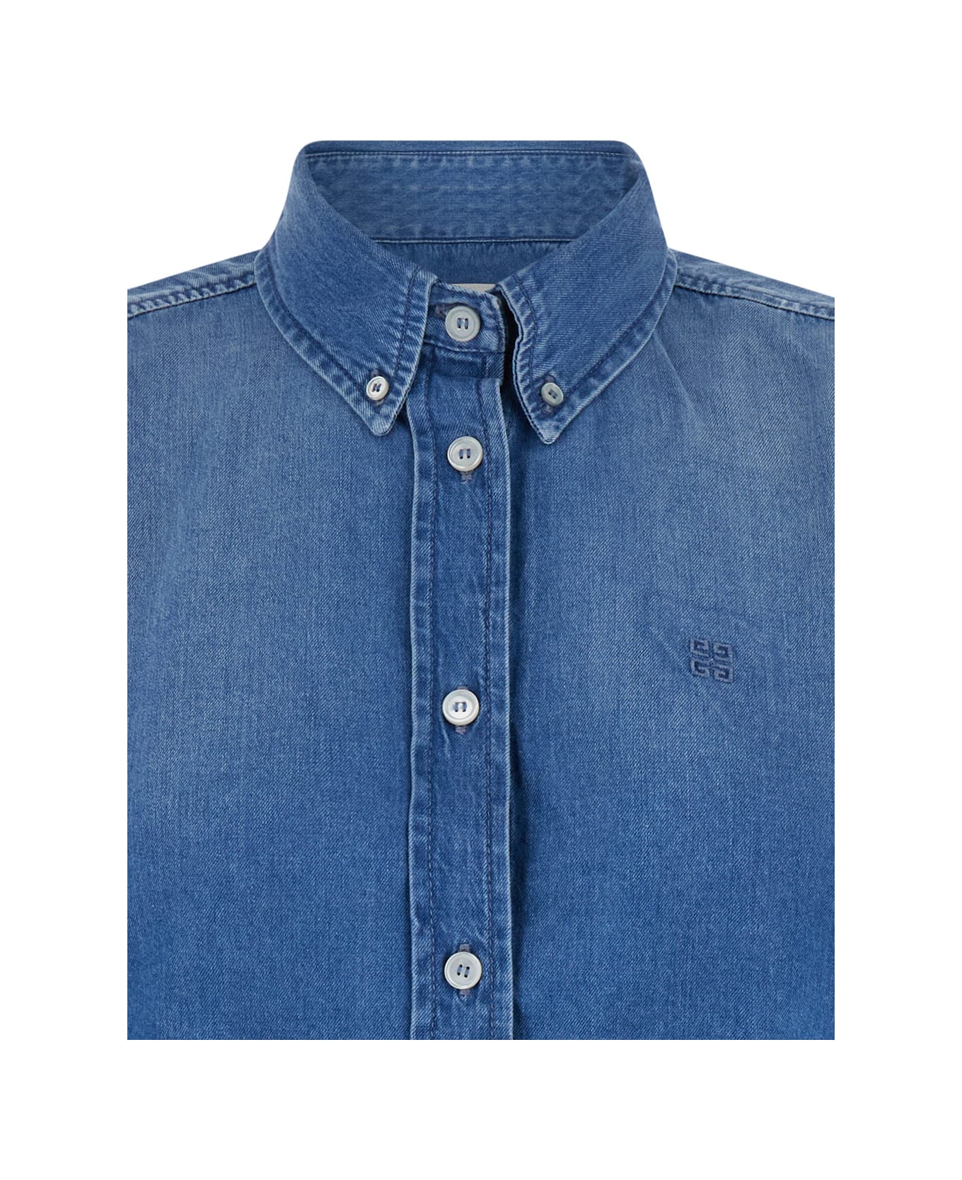 Givenchy Blue Jeans Crop Shirt In Denim Woman - Blu