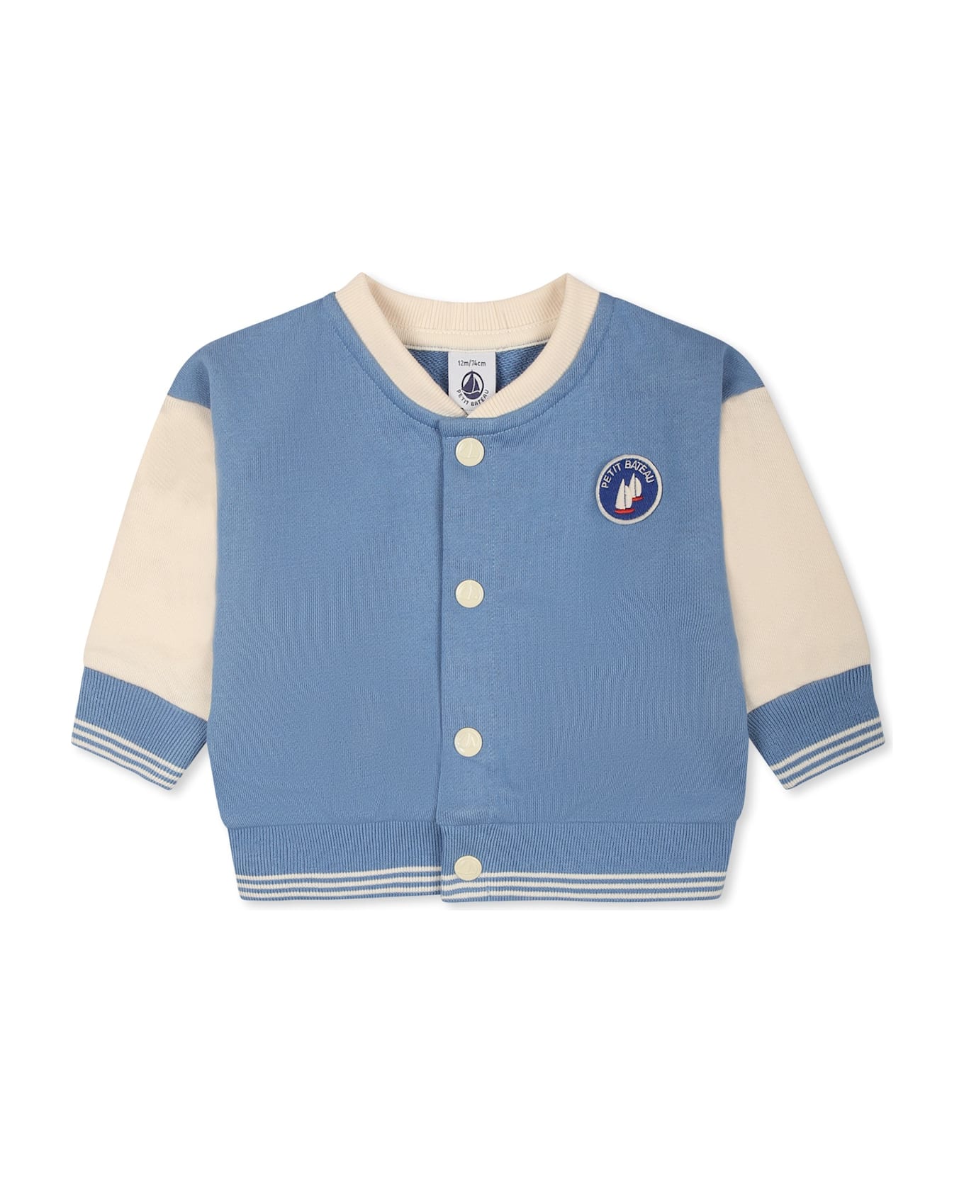 Petit Bateau Light Blue Sweatshirt For Baby Boy With Logo - Light Blue