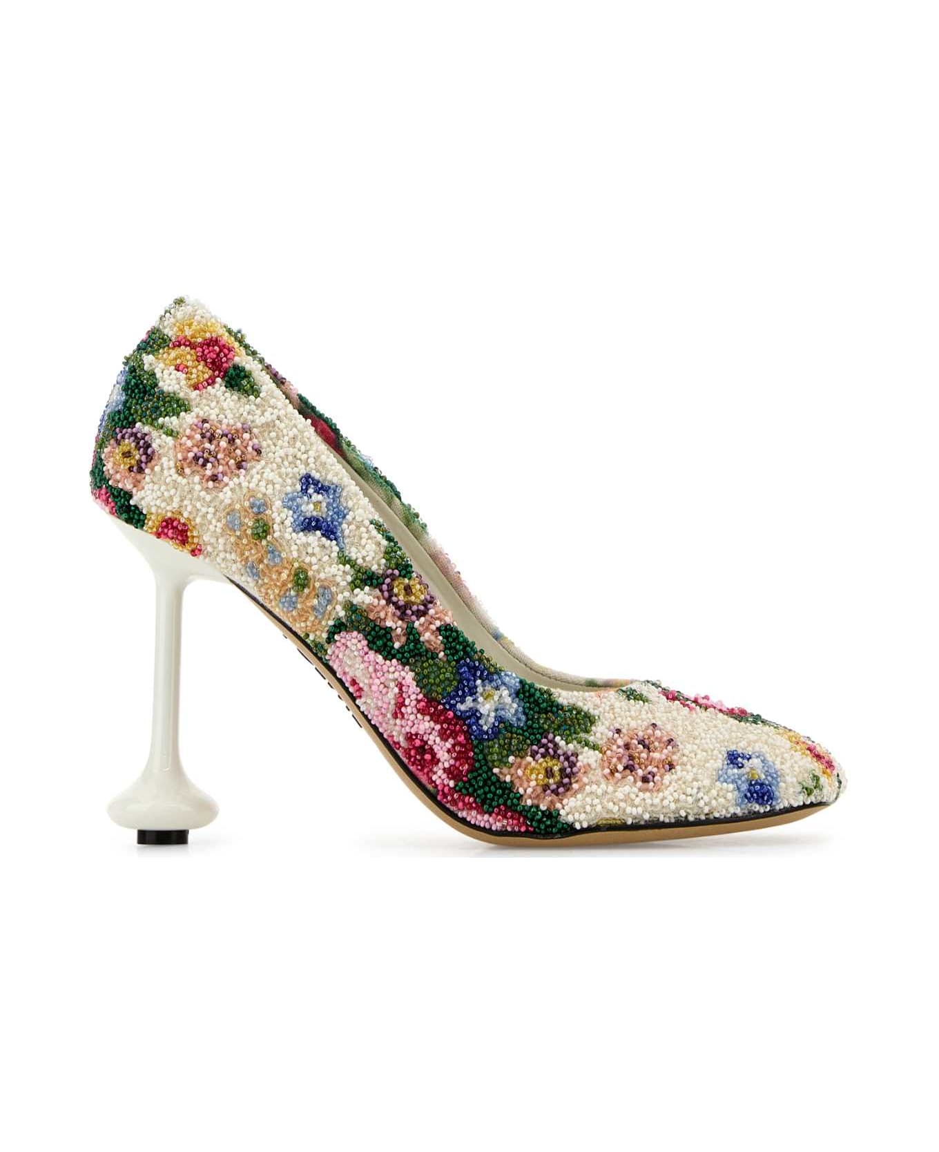 Loewe Embellished Fabric Toy Pumps - WHITEPINKMULTICOLOR