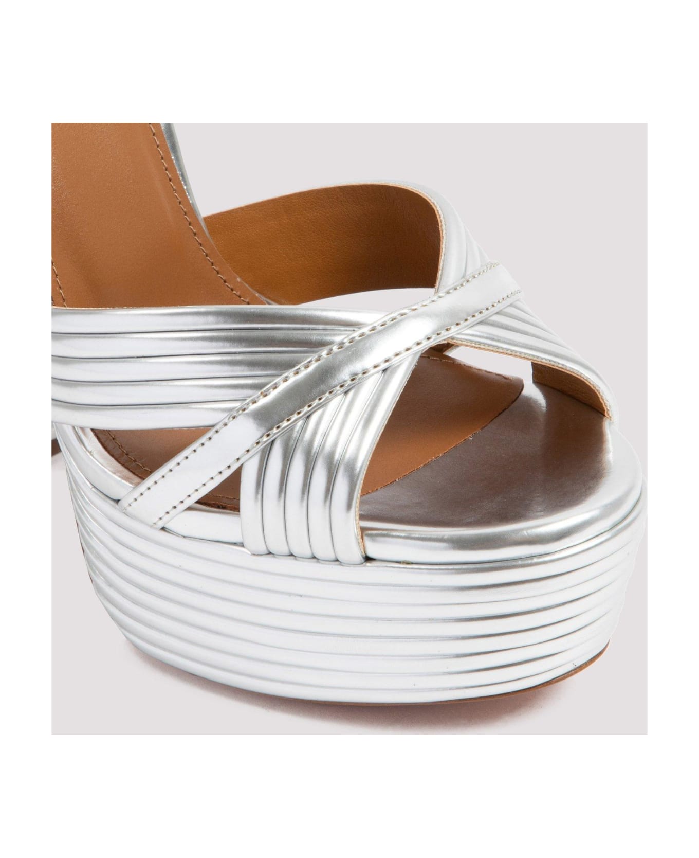 Aquazzura Sundance Platform Heeled Sandals - silver
