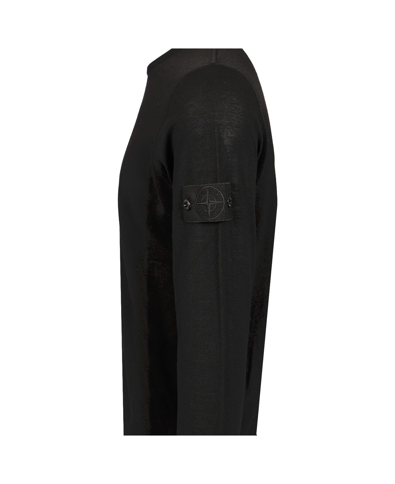 Stone Island Crewneck Wool Sweater - Black