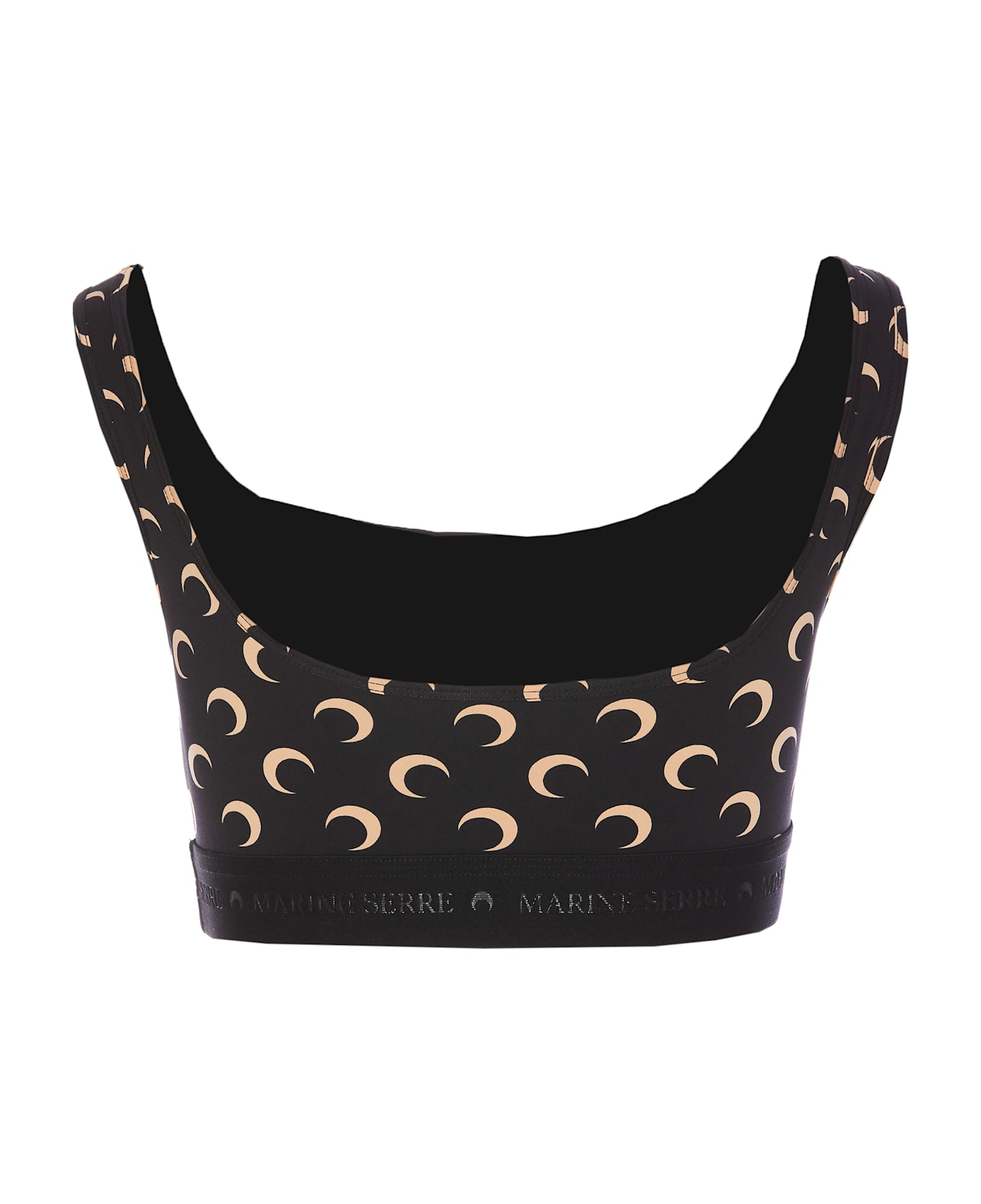 Marine Serre Moon Logo Printed Top - Black