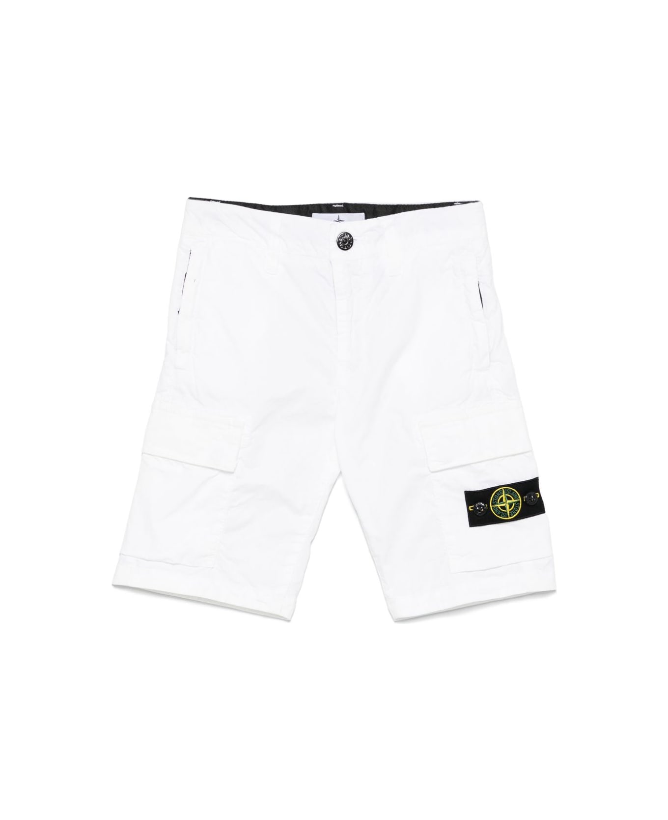 Stone Island Junior Shorts With Compass Application - White
